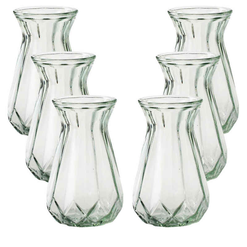 Annastore Dekovase 6 x Vasen aus Glas Glasvasen Tischvasen Blumenvasen Tischdekoration, H ca. 15 cm