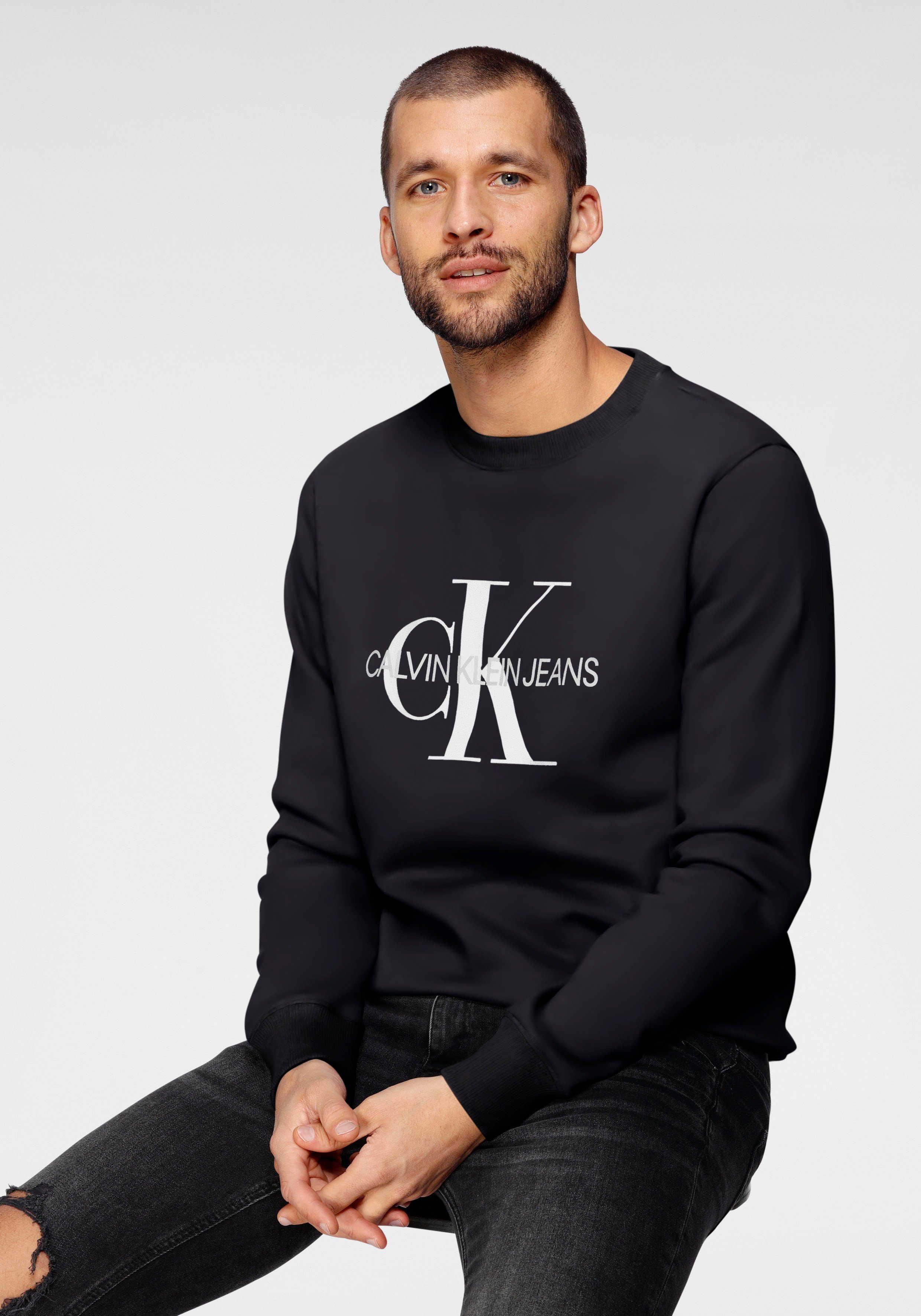 Calvin Klein Jeans Sweatshirt Black CREWNECK ICONIC MONOGRAM CK