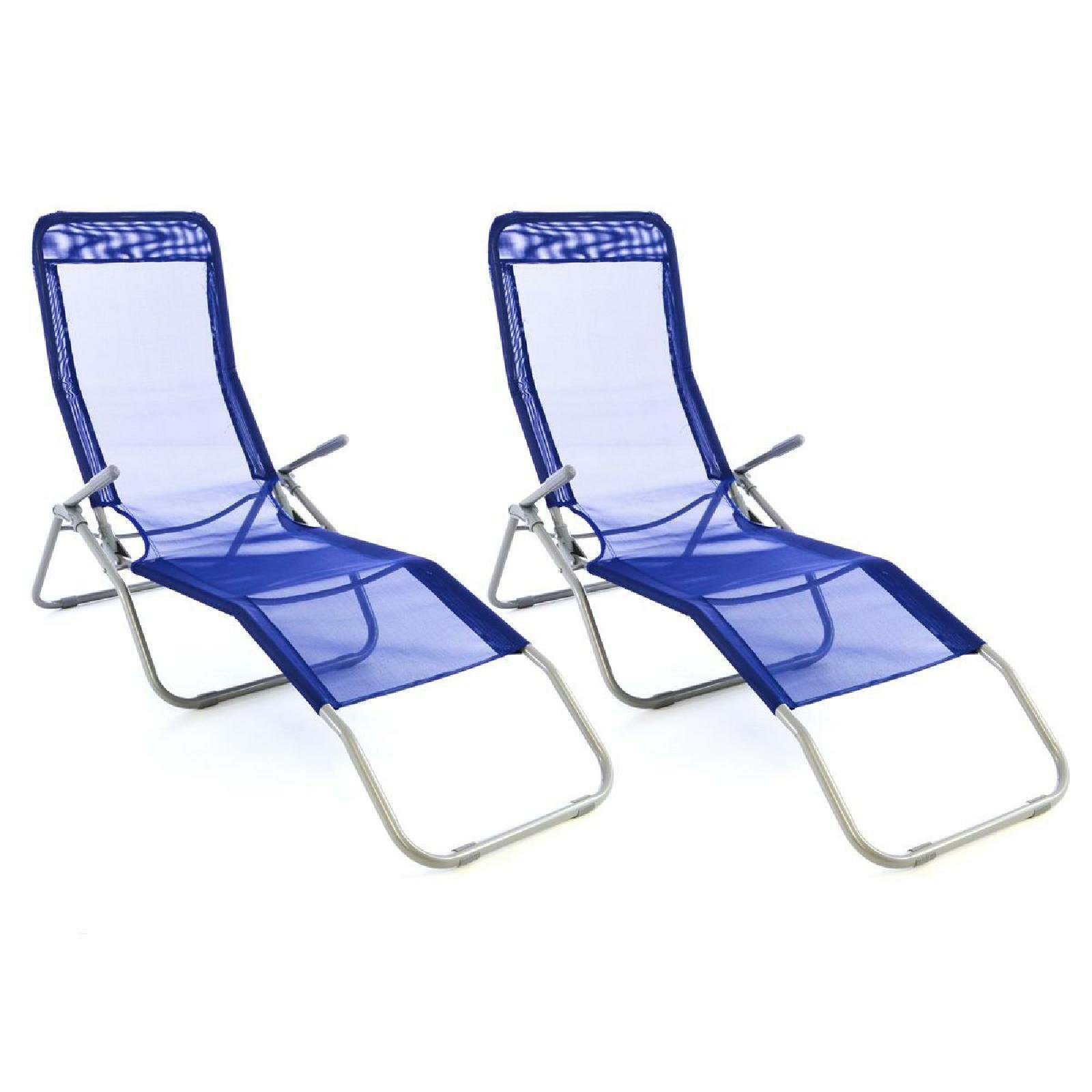 Gartenliege 2er Set Camping-Liege Blau