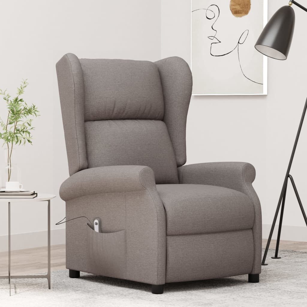 vidaXL Ohrensessel, Ohrensessel mit Liegefunktion Elektrisch Taupe Stoff