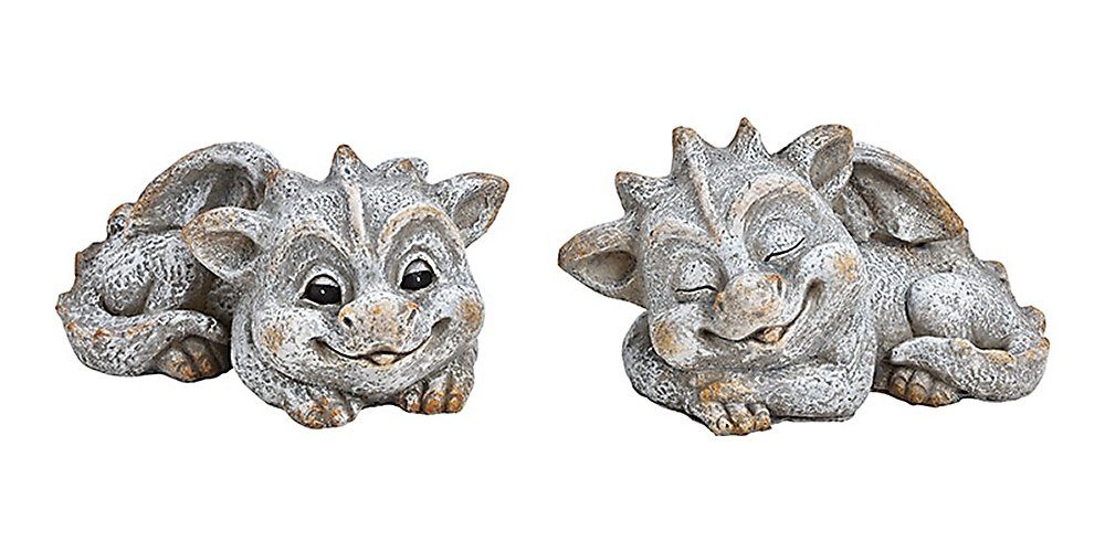 Wurm Gartenfigur Dekofigur Babydrache, Steinoptik, 2er Set, B 20 cm