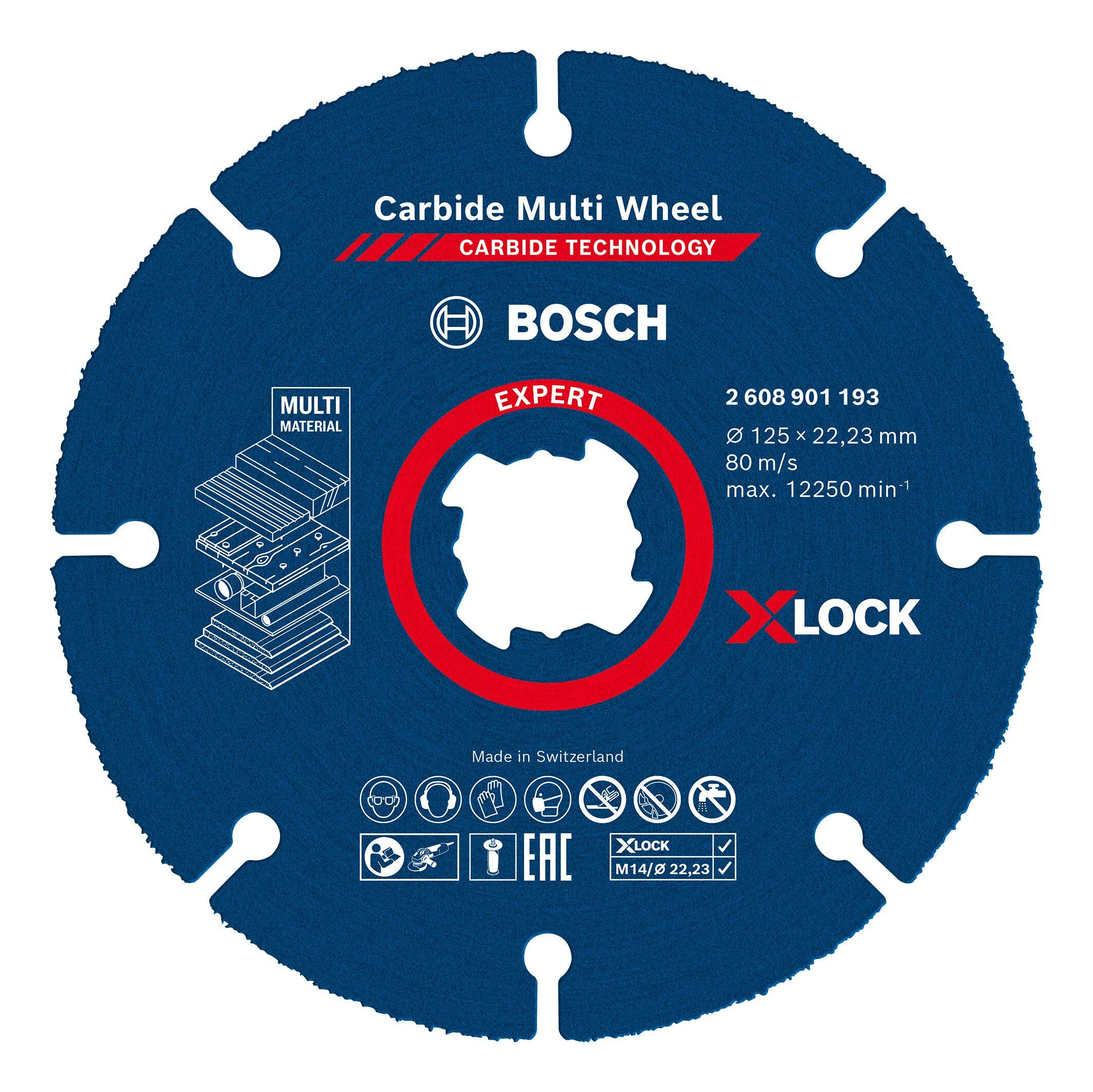 BOSCH Trennscheibe Expert Carbide Multi Wheel, Ø 125 mm, Expert X-LOCK Carbide Multi Wheel - 125 x 22,23 x 1 mm