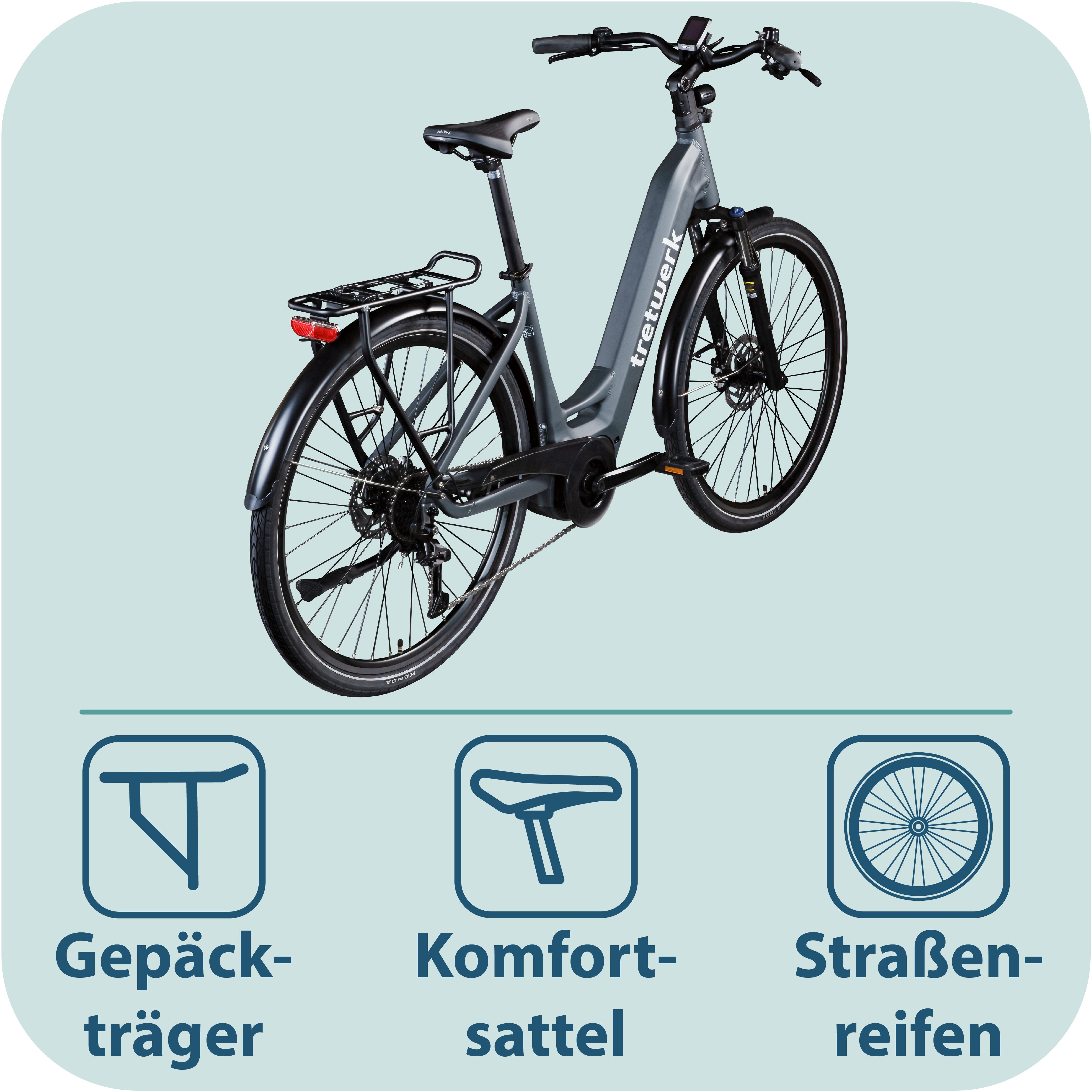 Tretwerk E-Bike Cityrad Amber, 9 Gang Shimano Cues U3020 Schaltwerk, Kettenschaltung, Mittelmotor, 733 Wh, E Bike Damen 28" Elektrofahrrad 155 - 185cm Hollandra – Bild 4 von 5