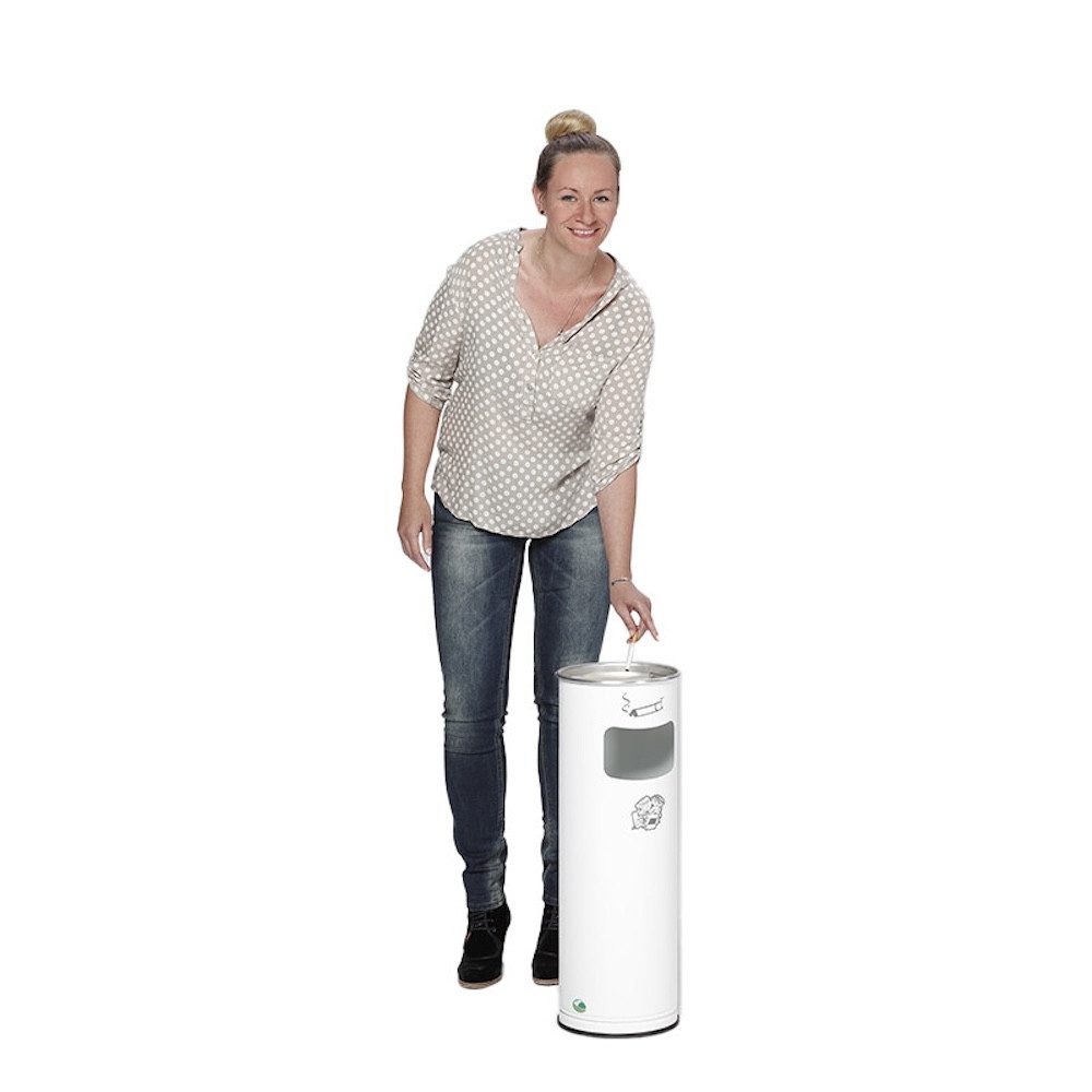 PROREGAL® Aschenbecher Klassischer Kombiascher rund 66x23x23cm Weiß