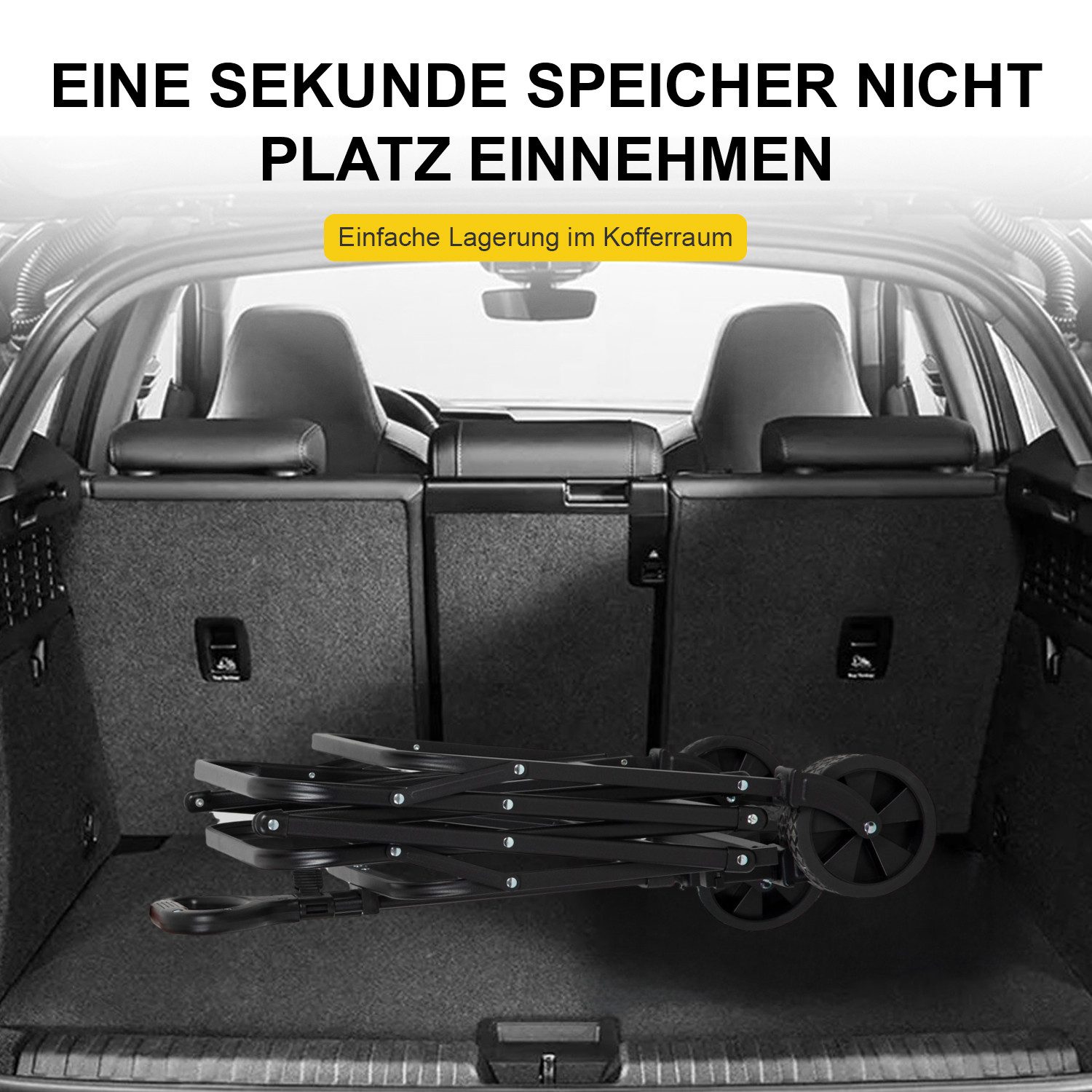 FOXSPORT Folding Wagon, Handcart, Transport Wagon, Beach Buggy (Package), Wider Solid Rubber Tires, Up to 100 kg, Front and Rear Brakes