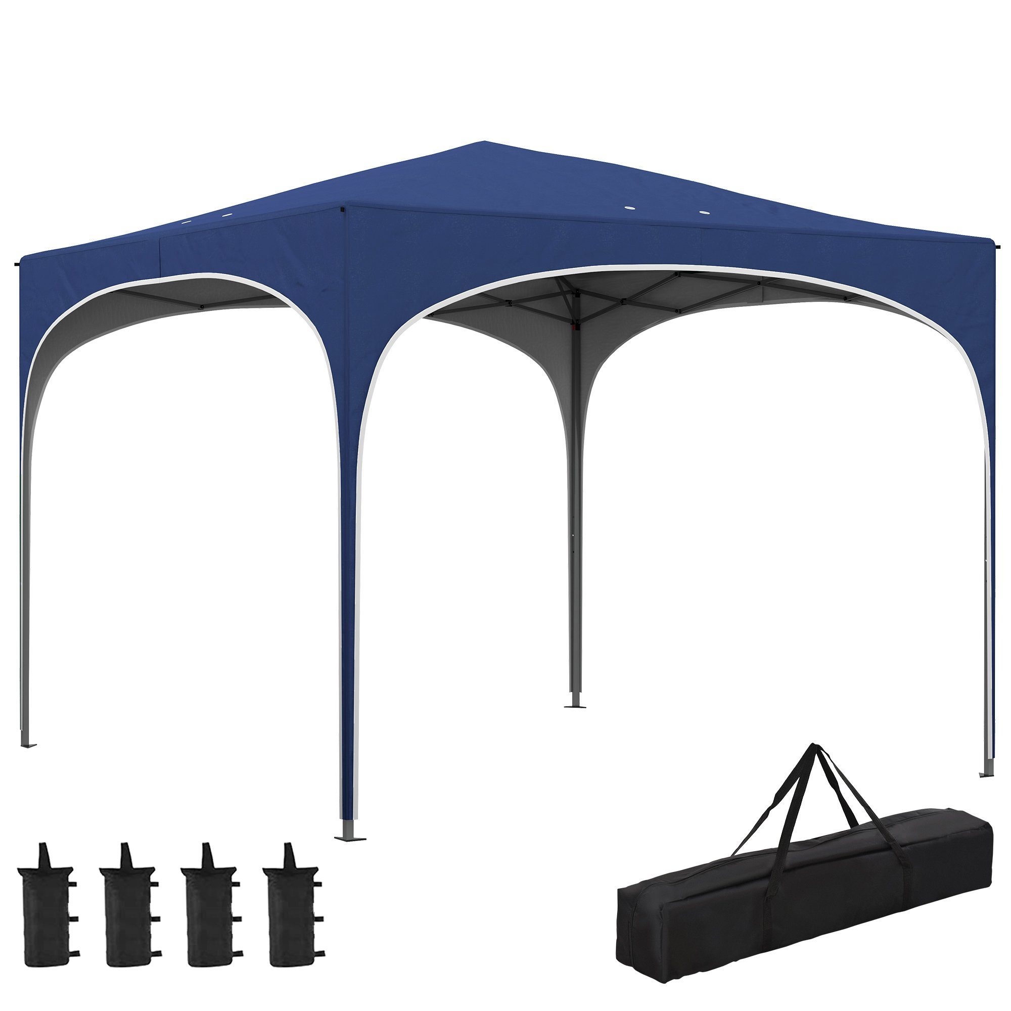 Outsunny Faltpavillon Pavillon dreistufig verstellbar, Pop Up Pavillon mit UV Schutz, mit 4 Seitenteilen, (Faltpavillon, Gartenpavillon), mit Tragetasche, Sandsack