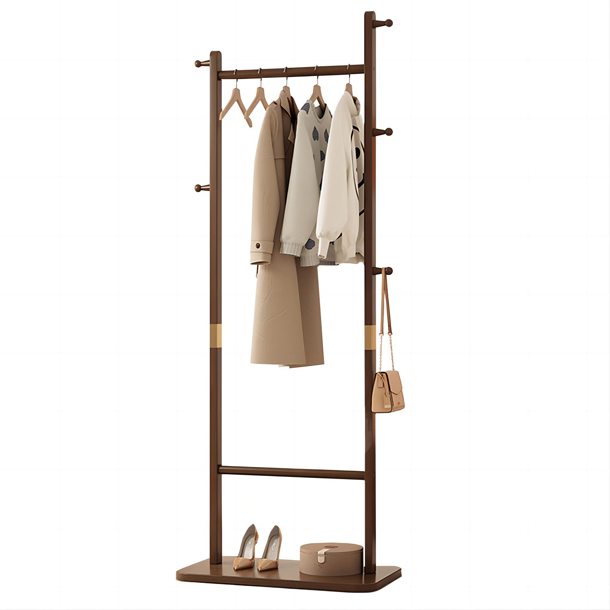 NUODWELL Garderobenständer Garderobenständer Holz Massiv mit Haken, Vertika günstig online kaufen