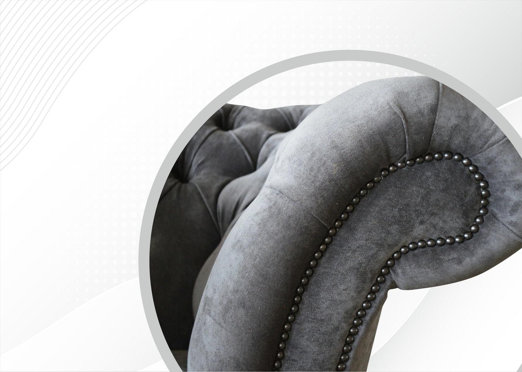 Xlmoebel Chesterfield-Sessel Luxuriöser grauer Chesterfield-Sessel für elegantes Wohnen (Sessel), Hergestellt in Europa