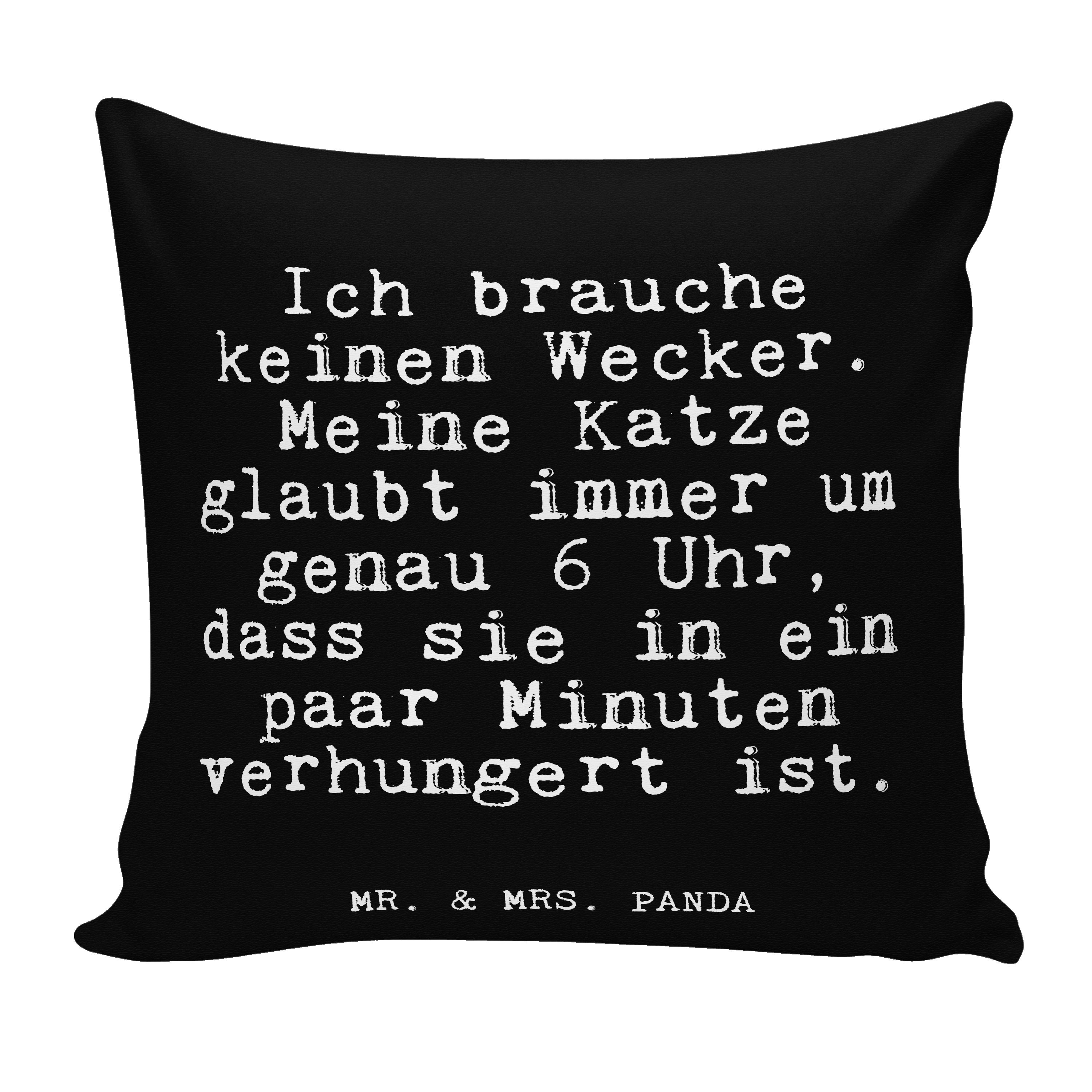 Mr. & Mrs. Panda Dekokissen Ich brauche keinen Wecker.... - Schwarz - Geschenk, Katzen, Spruch, K