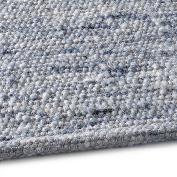 Wollteppich TaraCarpet Handwebteppich Malmoe Fashion, TaraCarpet, rechteckig, Höhe: 10 mm, Handgewebter Teppich blau Wohnzimmer Schlafzimmer Esszimmer 060X090