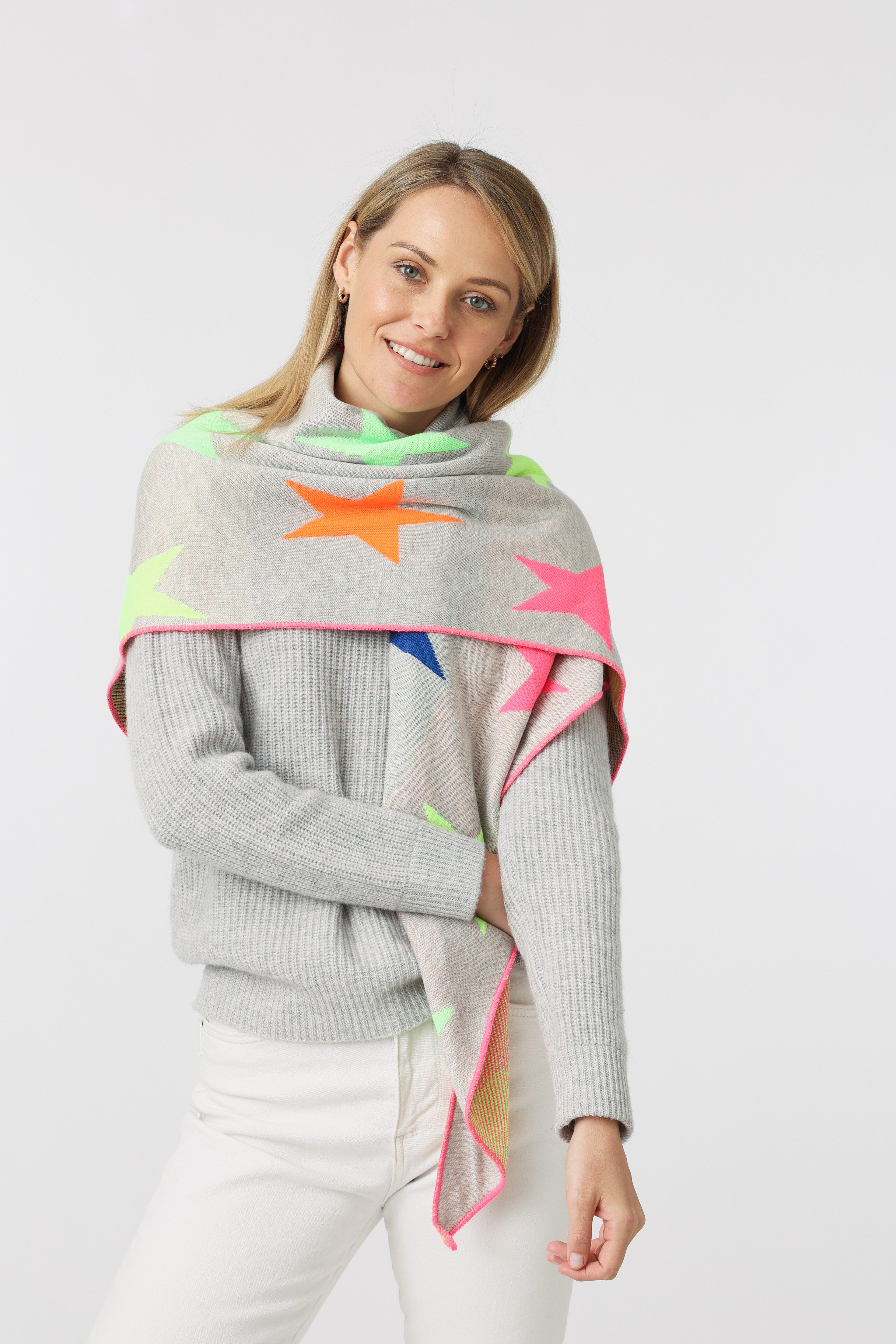 Zwillingsherz Dreieckstuch "Neon" mit großen Sternen, mit großen Sternen günstig online kaufen