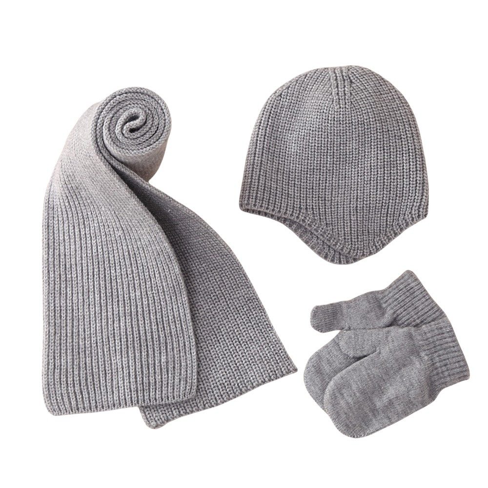 Coonoor Filzhut Kinder Wintermütze Schal Handschuhe Set Warme Winter Bekleidung für Mädchen Jungen 2-6 Jahre