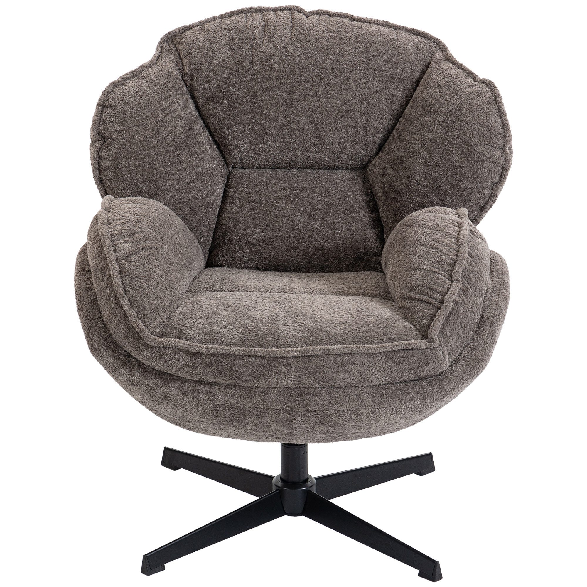 HOMCOM Relaxsessel Polstersessel bequem für Wohnzimmer, Schlafzimmer, Grau (Sessel, 1-St., Loungesessel), Wingback, 360° Drehung, Samt