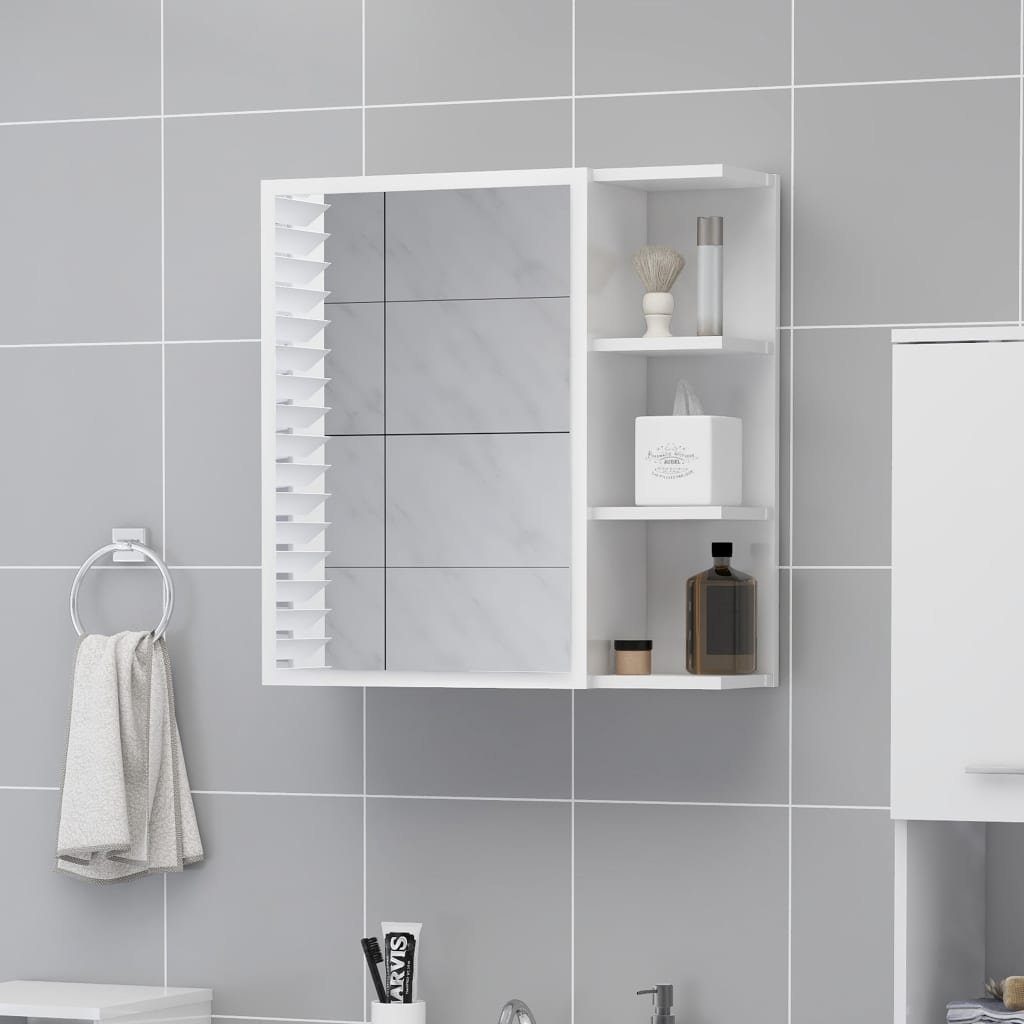 Eleganz LED-Bad-Spiegelschrank Hochglanz Weiß (80x12x45 Cm) | Mit RGB-Beleuchtung & 2 Regalböden | Aus Holzwerkstoff & Acryl, Max. 60 Kg Belastung