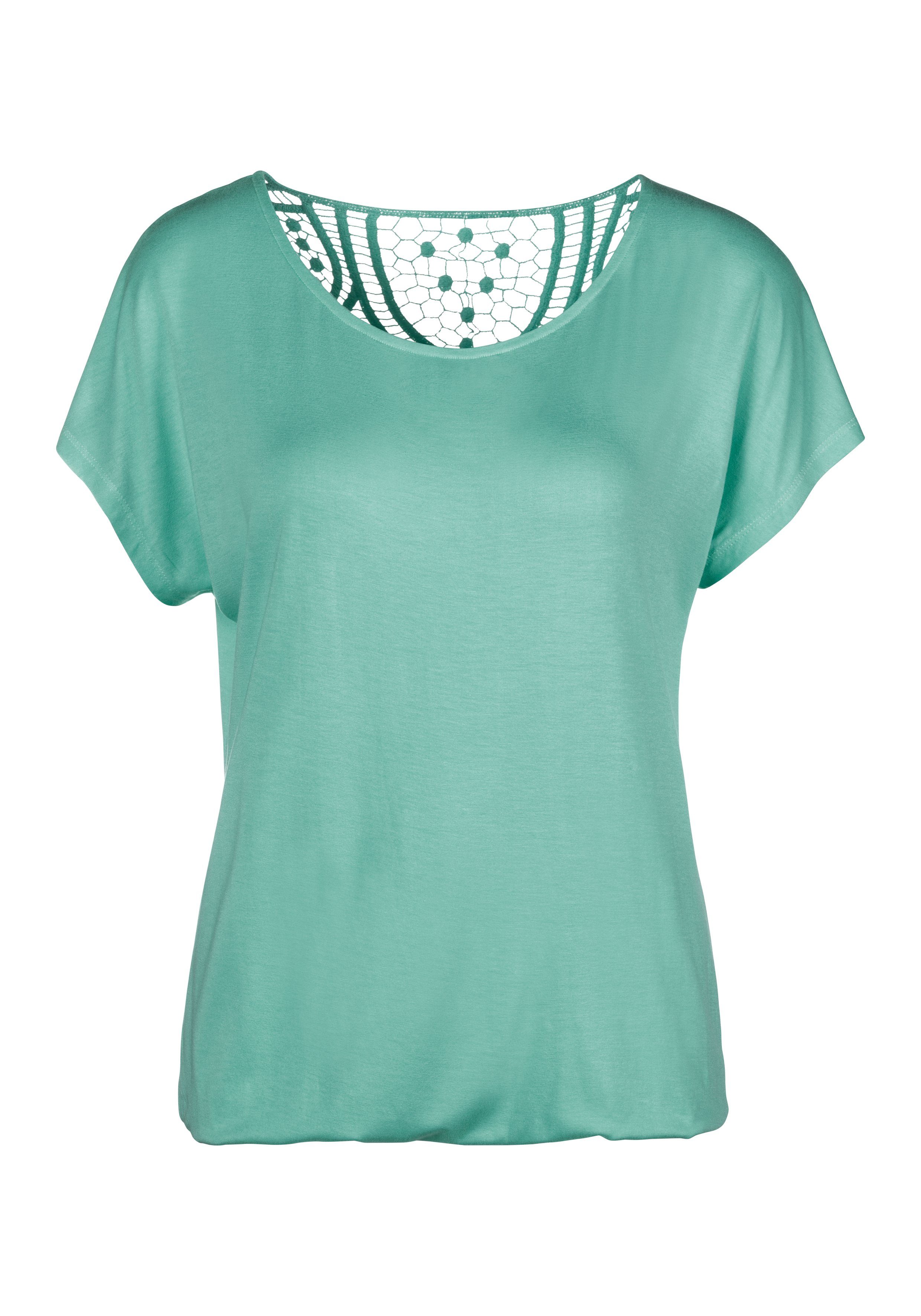 Vivance by Lascana Kurzarmshirt mit Spitzeneinsatz am Rücken (2er-Pack) aus elastischem Viskose-Jersey – Bild 4 von 5
