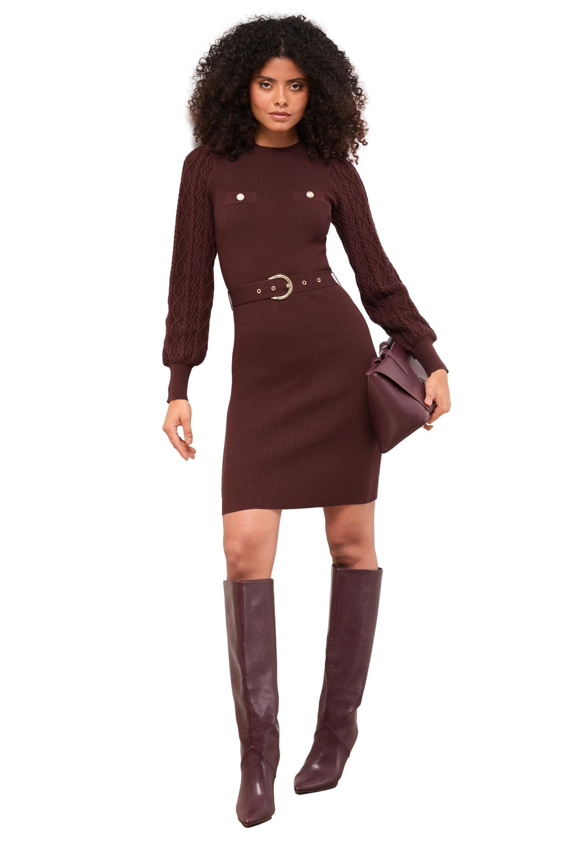 Minikleid Lipsy Langärmeliges Rundhals-Minikleid mit Gürtel