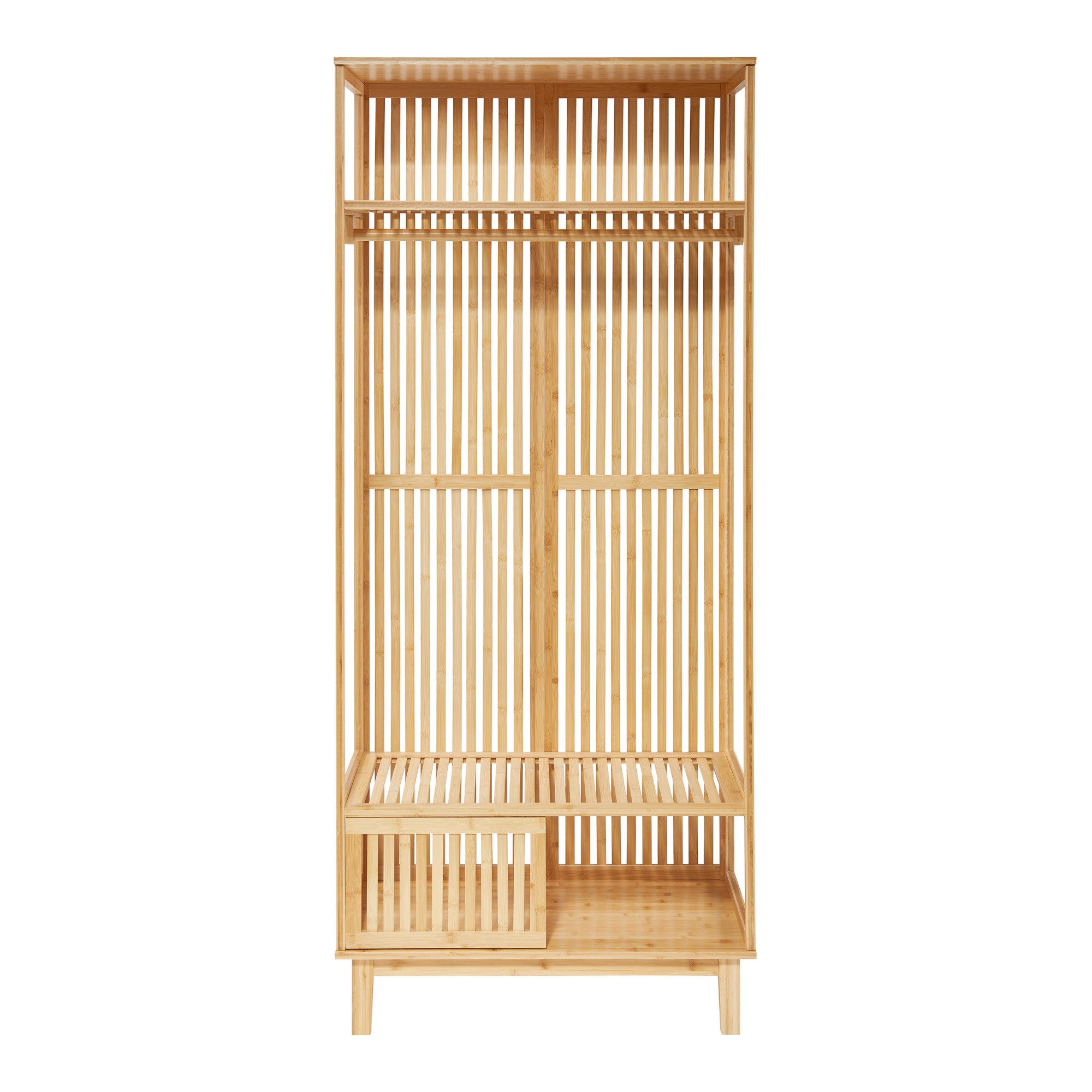 en.casa Garderobenständer, »Ypäjä« mit Kleiderstange 187 x 80 x 47 cm Bambus