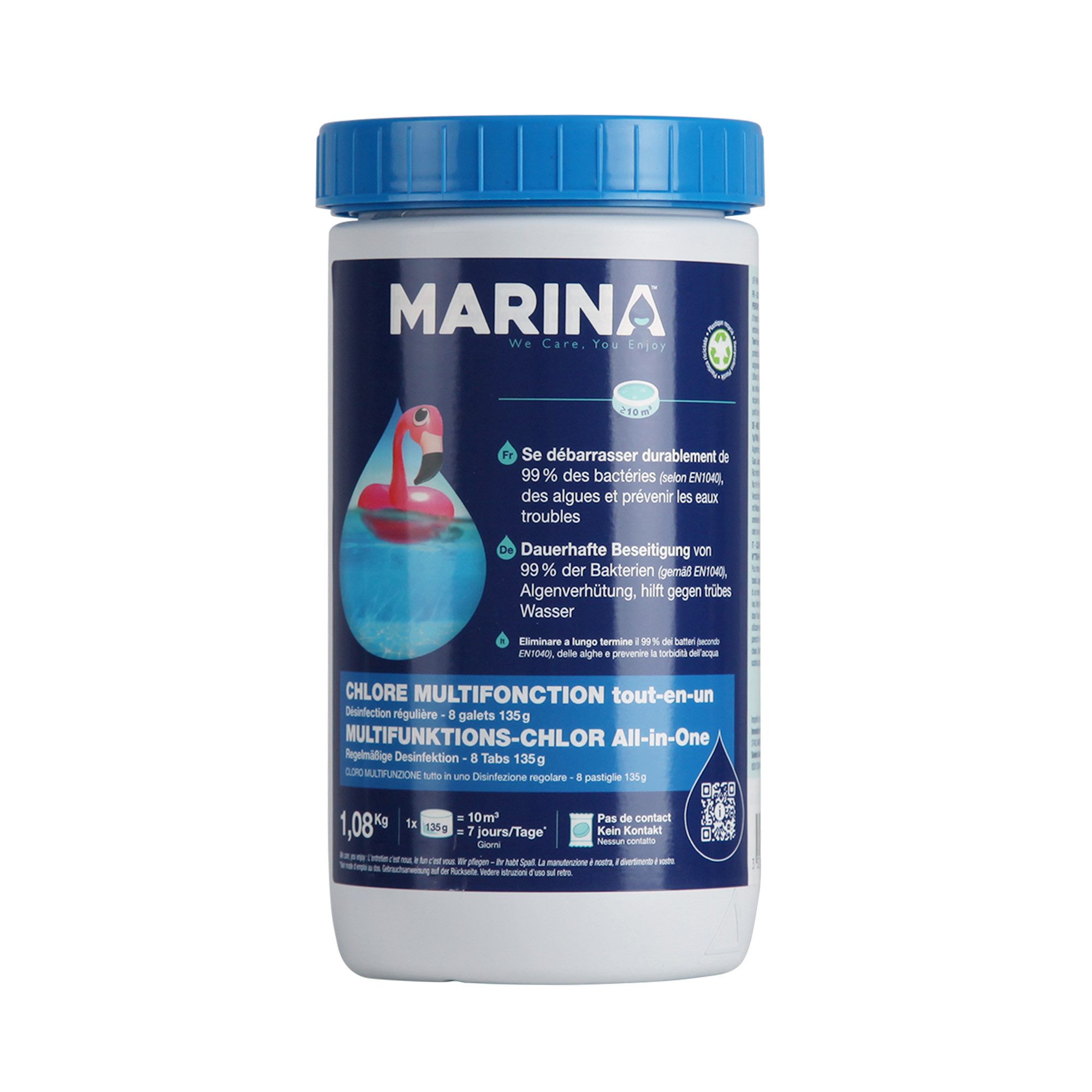 Bestlivings Chlortabletten Marina Multifunktions Chlor All in One, (8 Tabs à 135g), Chlor Desinfektion für Pools / Schwimmbecken ab 10m³, lang anhaltend