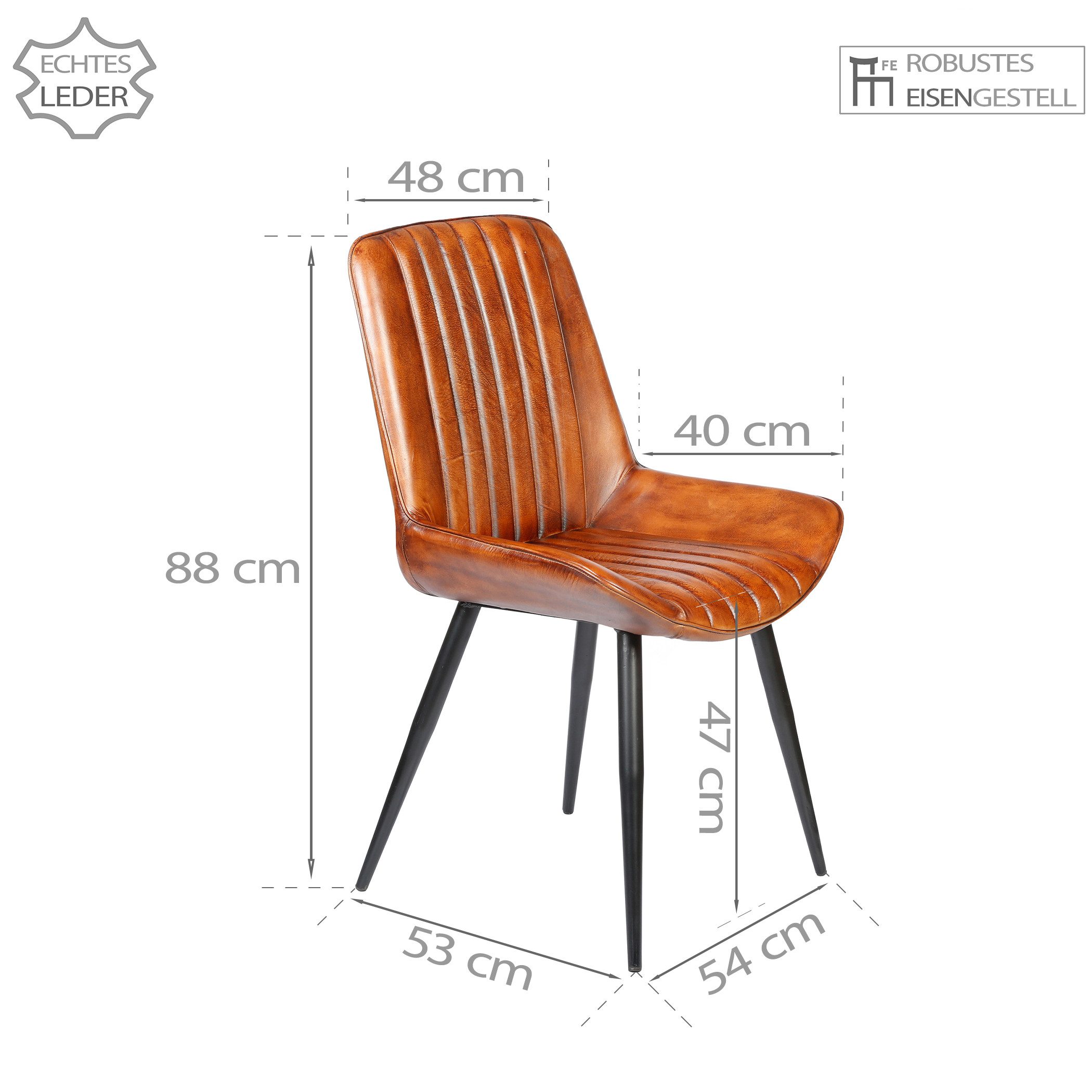 Casa Moro Polsterstuhl Stuhl Esszimmer Leder Braun Industrial Chic (Echtled günstig online kaufen