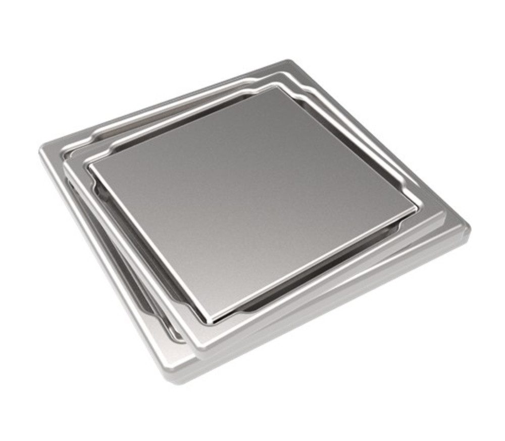MERT Bodenablauf Duschablauf 110x110 mm mit Glasabdeckung, flach