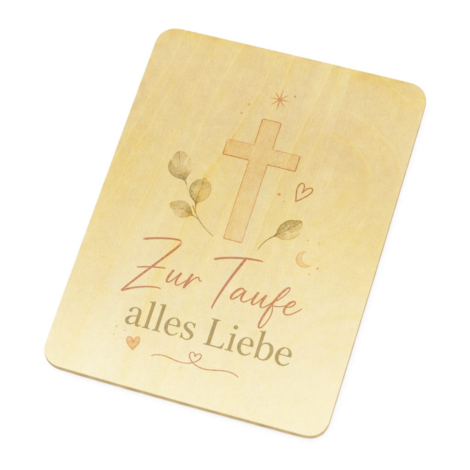 speecheese Postkarte Postkarte Holz Zur Taufe alles Liebe Kreuz Holzpostkarte Mit Spruch: