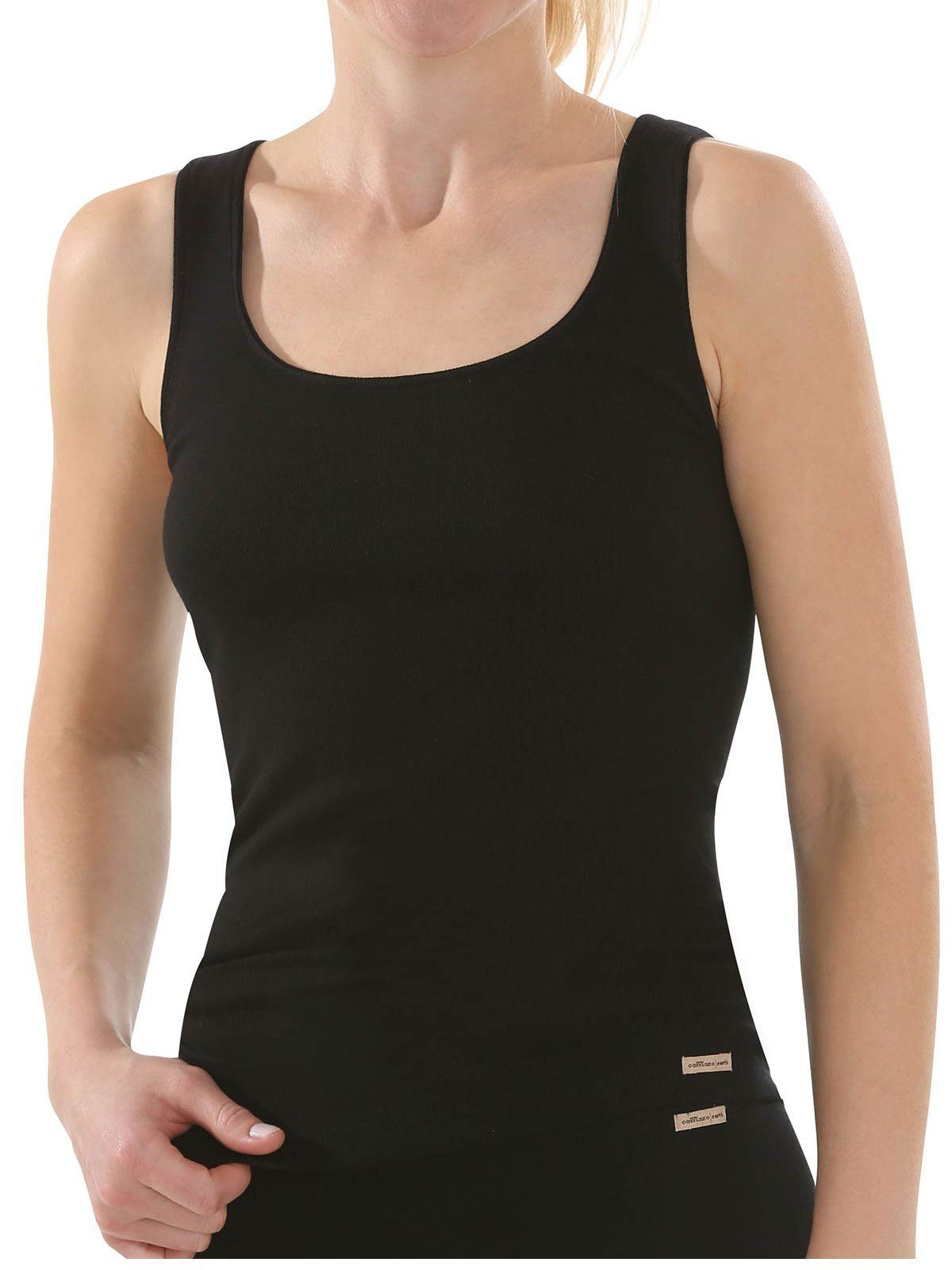 COMAZO Achselhemd Damen Baumwoll Vegan schwarz (Stück, 1-St) Achselträgerhemd