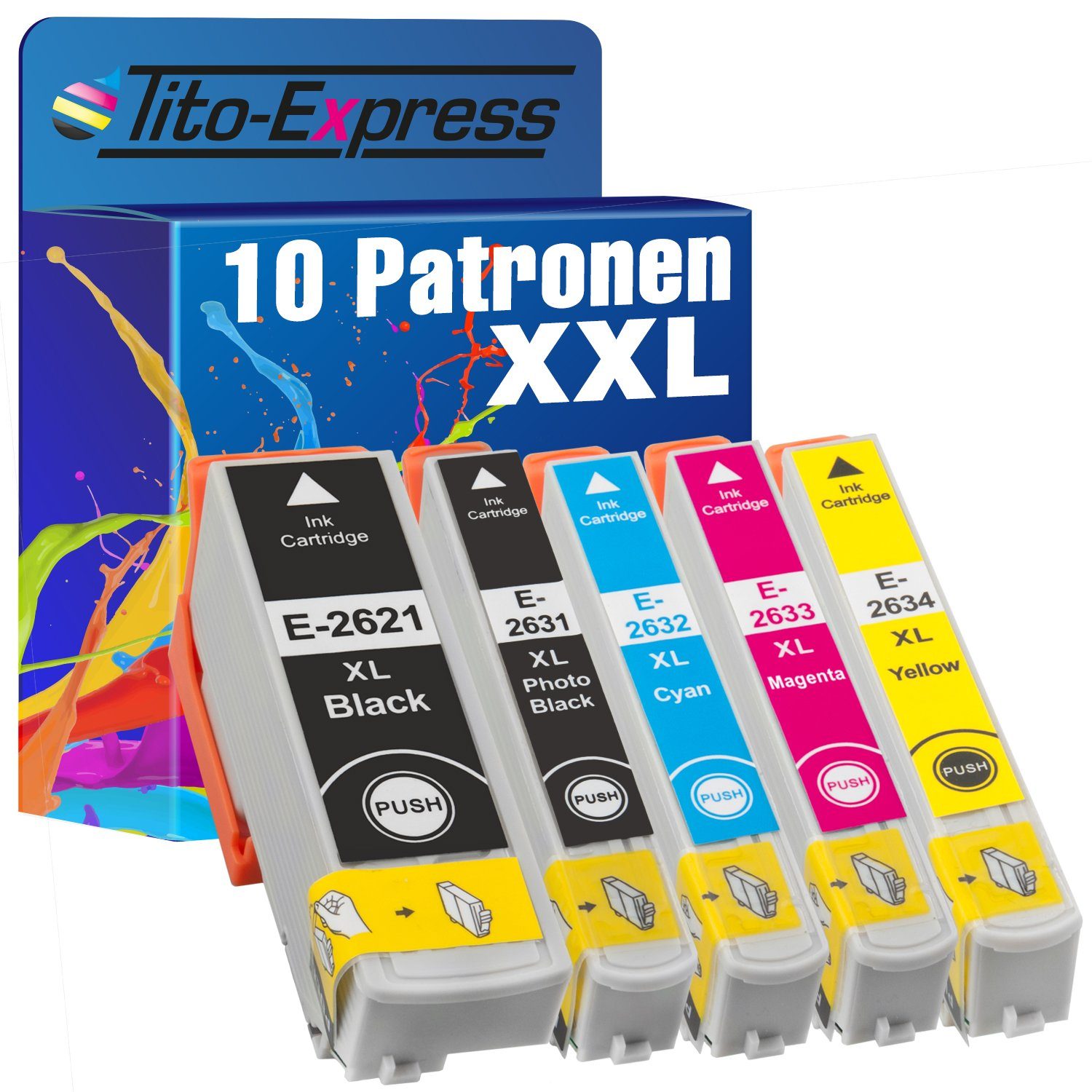 810 Tintenpatrone 615 720 Set T2632 625 10er 605 520 (für 620 T2631 Tito-Express 610 710 T2621 820) XP-510 T2633 Expression 800 ersetzt 600 Epson T2634