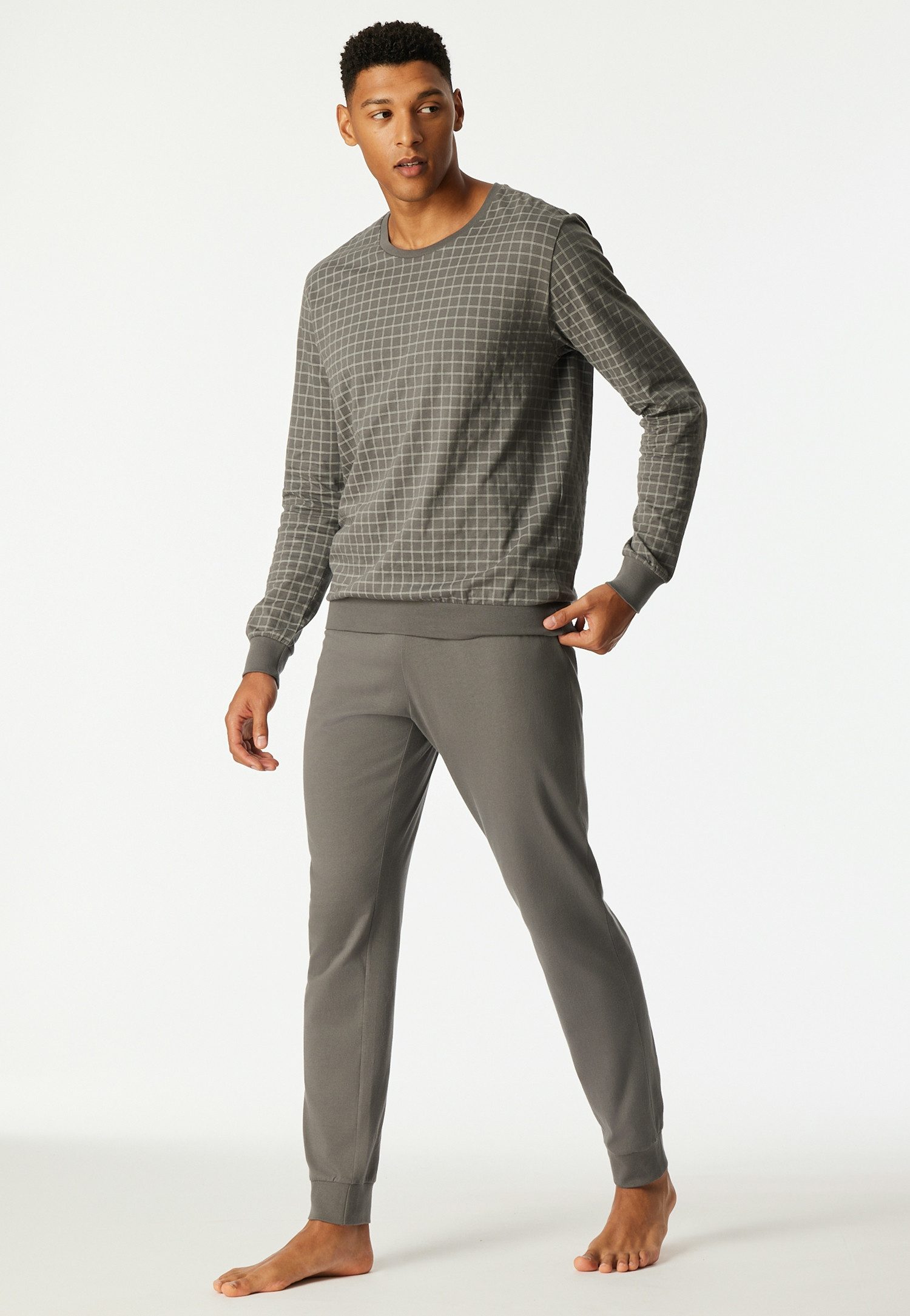 uncover by SCHIESSER Schlafanzug Uncover Nightwear (2 tlg) Langarm, Rundhals-Ausschnitt, Single Jersey-Qualität, weich