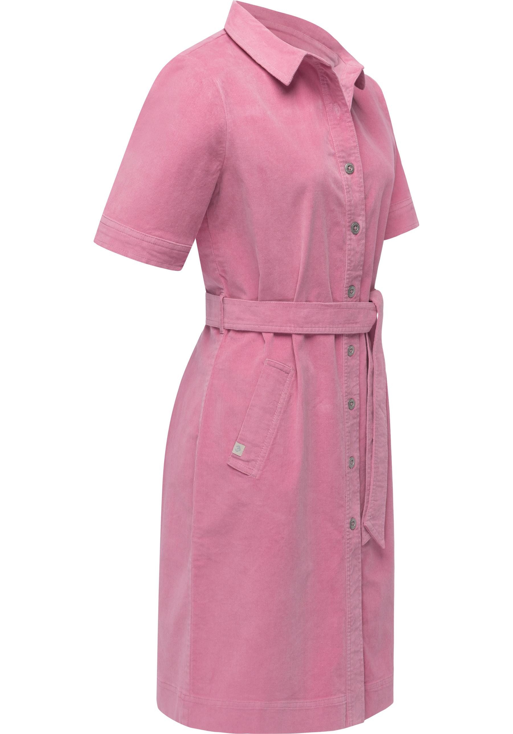 Ragwear Cordkleid Rozyna Cordy YOUMODO Kurzärmliges Kordkleid mit Hemdkragen