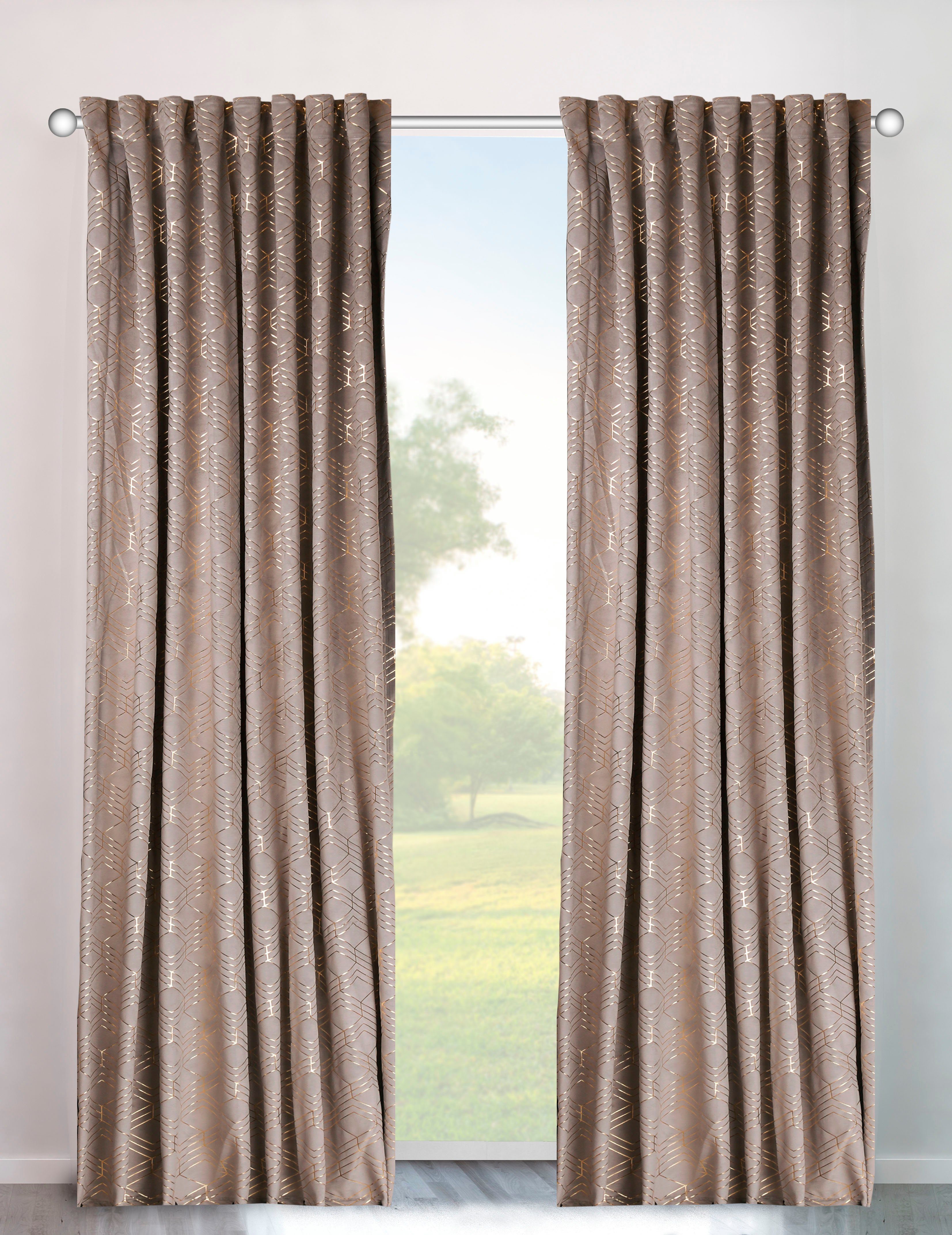 my home Vorhang Velvet Foil (2 St), Multifunktionsband, blickdicht, Samt günstig online kaufen
