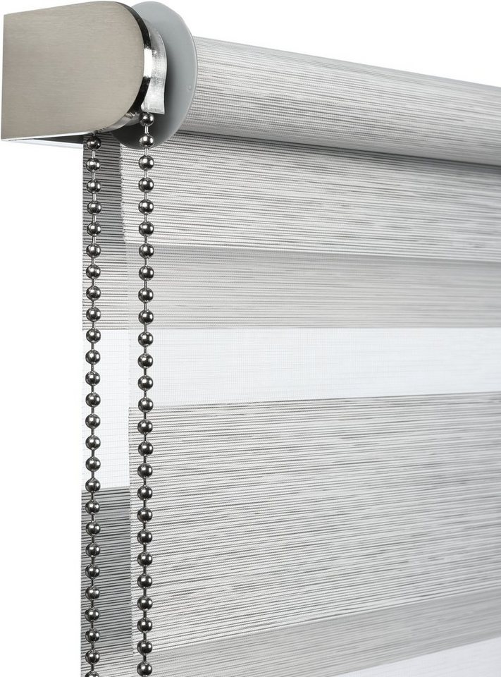 Doppelrollo »de luxe«, GARDINIA, transparent, mit Bohren, freihängend, mit Metallkette und Edelstahlträger-HomeTrends