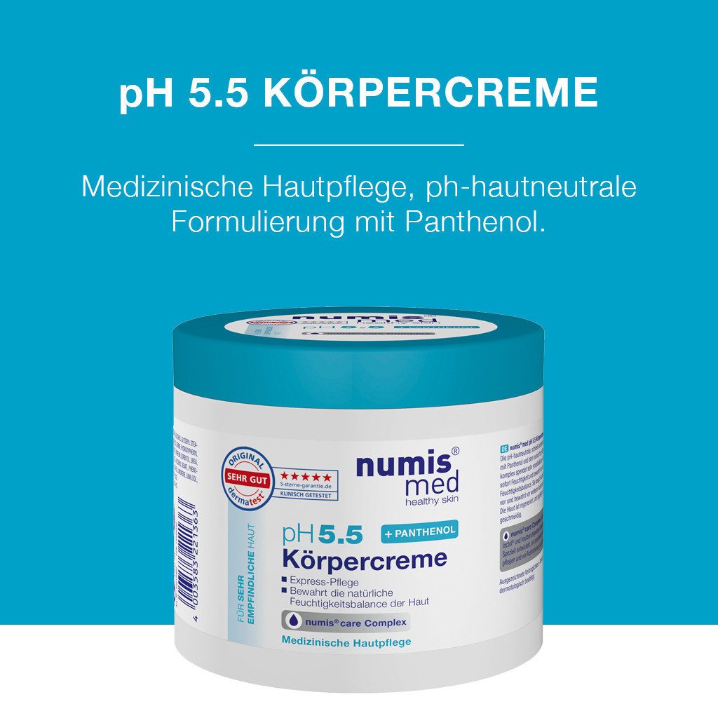 numis med Körperbutter Panthenol Creme 1200 ml, empfindliche Haut - Körpercreme pH 5.5, 3-tlg.