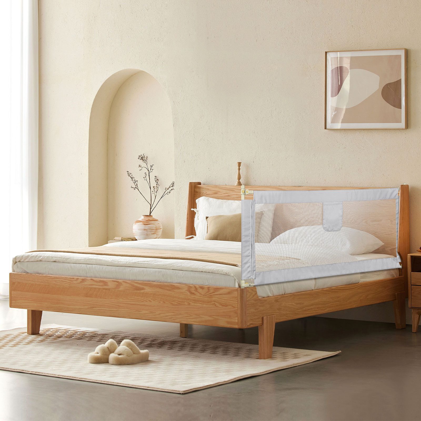 JEOBEST Bettschutzgitter Bettgitter für Kinder Baby Kinderbettgitter Rausfallschutz Bett, 150/180/200cm, Höhenverstellbar 70-100 cm