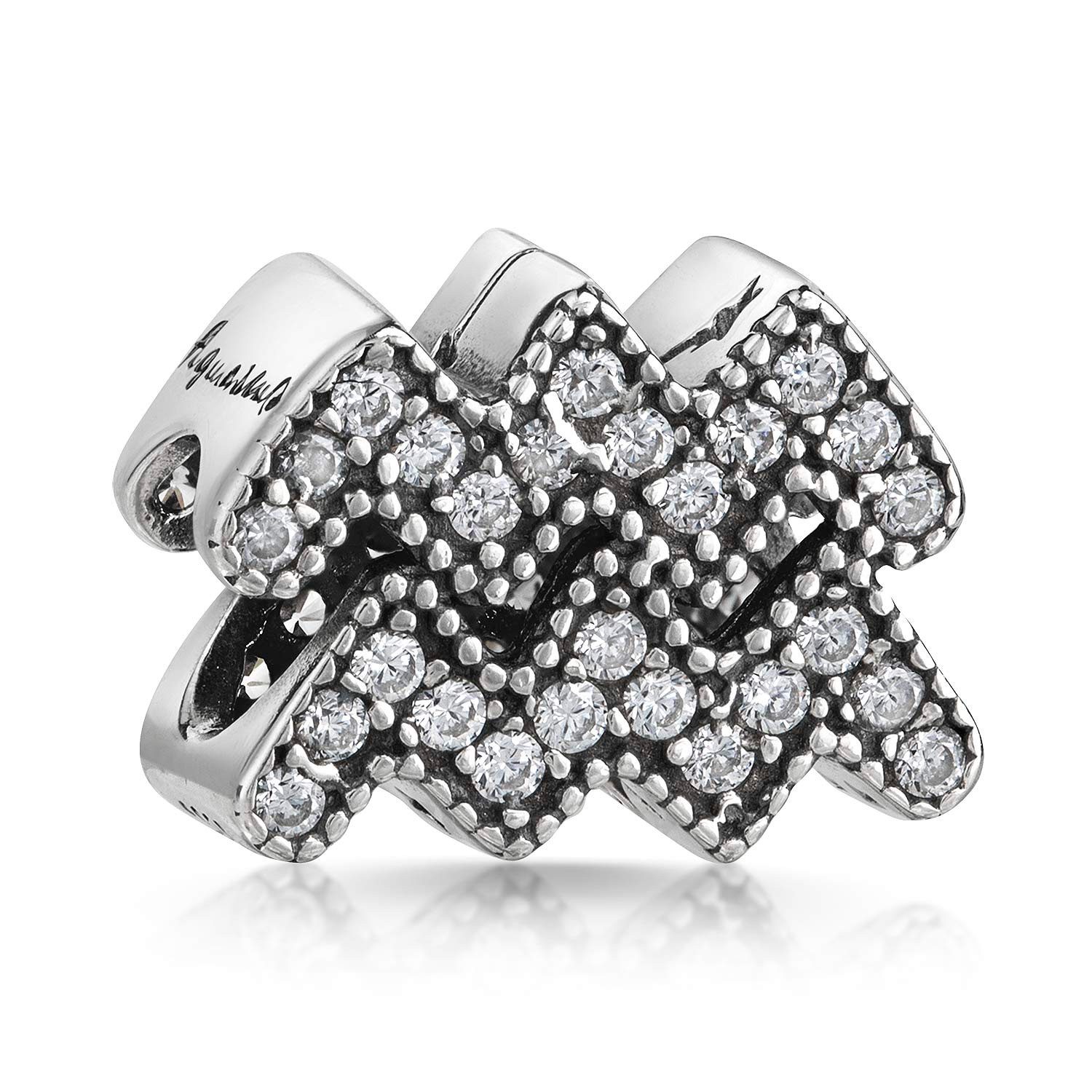 Materia Bead Wassermann Sternzeichen Charm mit Zirkonia 11, 925 Sterling Silber