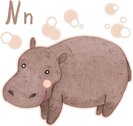 Wall-Art Wandtattoo Nilpferd Hippo Buchstabe N (1 St)