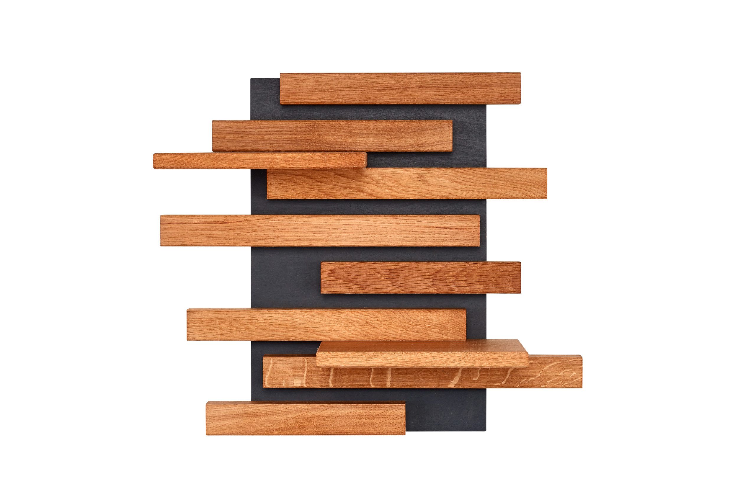 Living Oak Wandregal Eiche massiv mit Leisten auf Grundplatte, Made in Germany