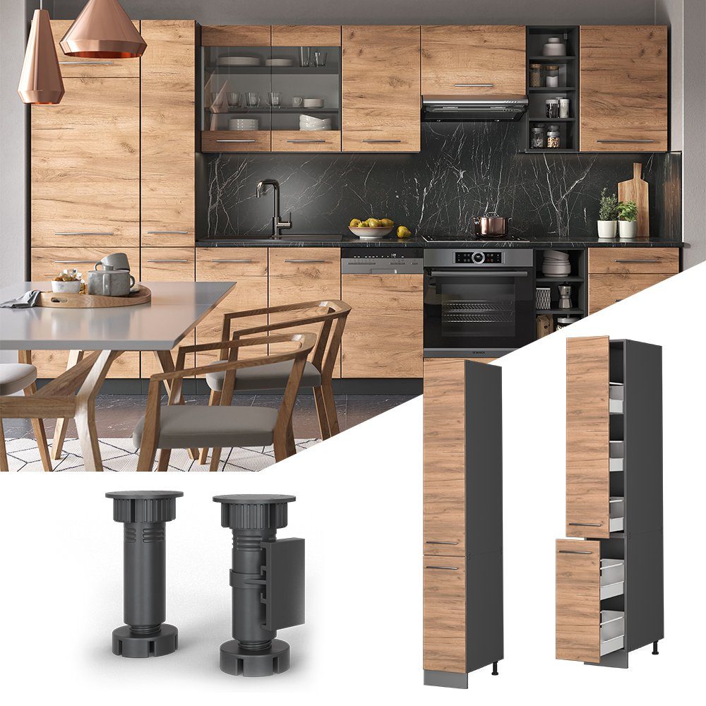 Vicco Hochschrank Fame-Line, Goldkraft Eiche/Anthrazit, 30 günstig online kaufen
