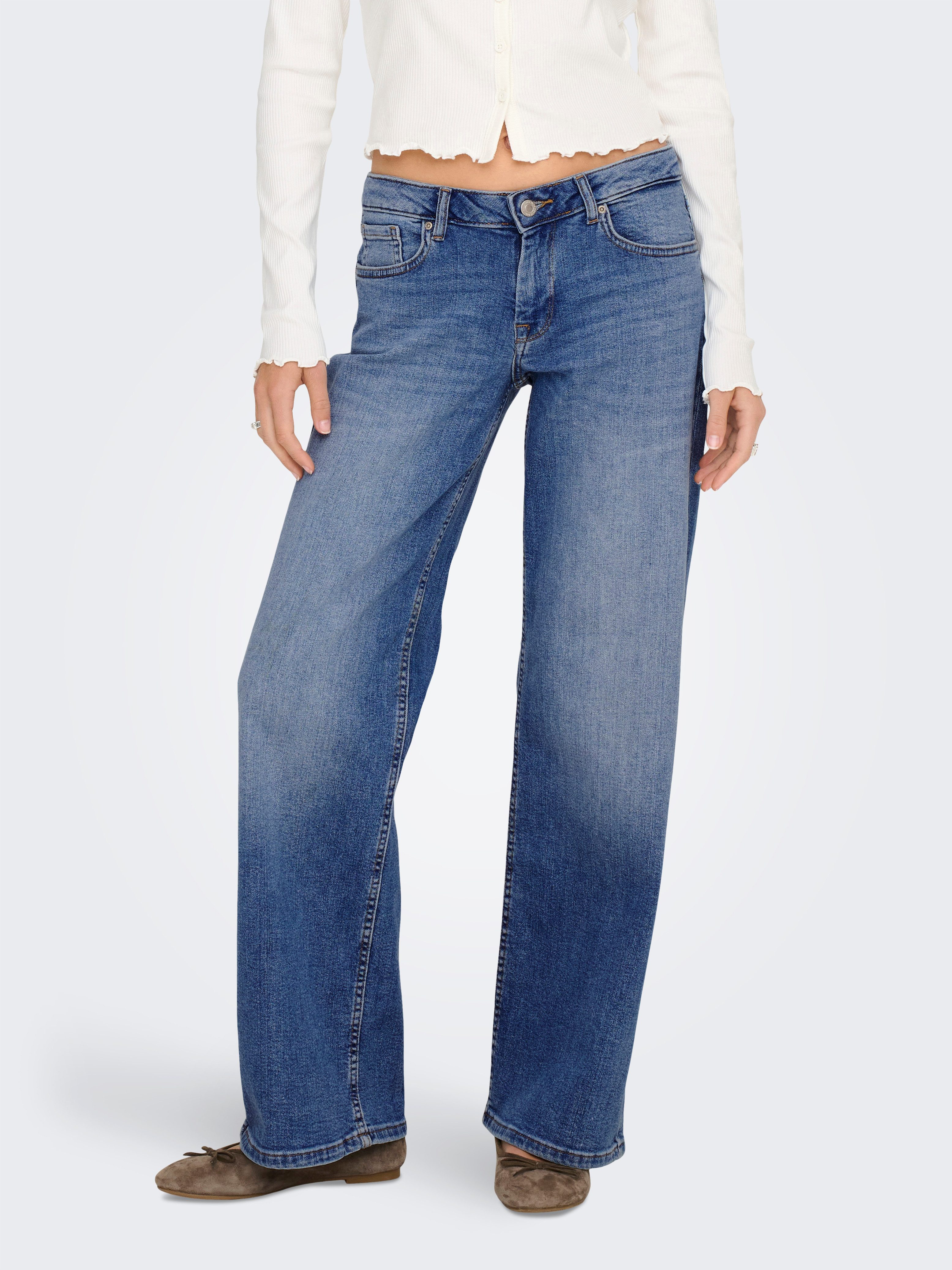 ONLY Weite Jeans ONLJUDY-O LW WIDE LEG DNM TAI712 NOOS niedrige Leibhöhe, weite Beinform