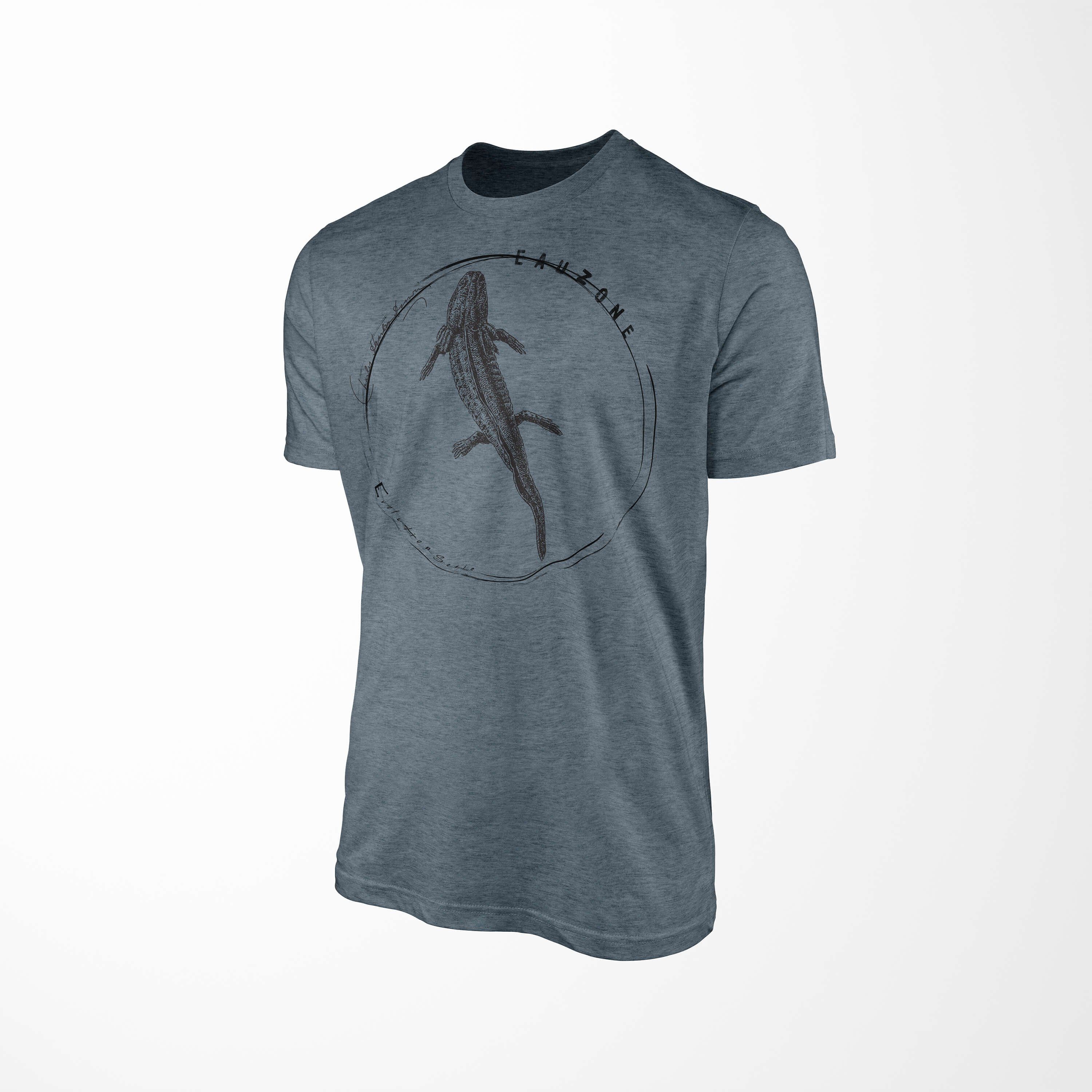 Sinus Art Evolution Axolotl Indigo T-Shirt Herren T-Shirt
