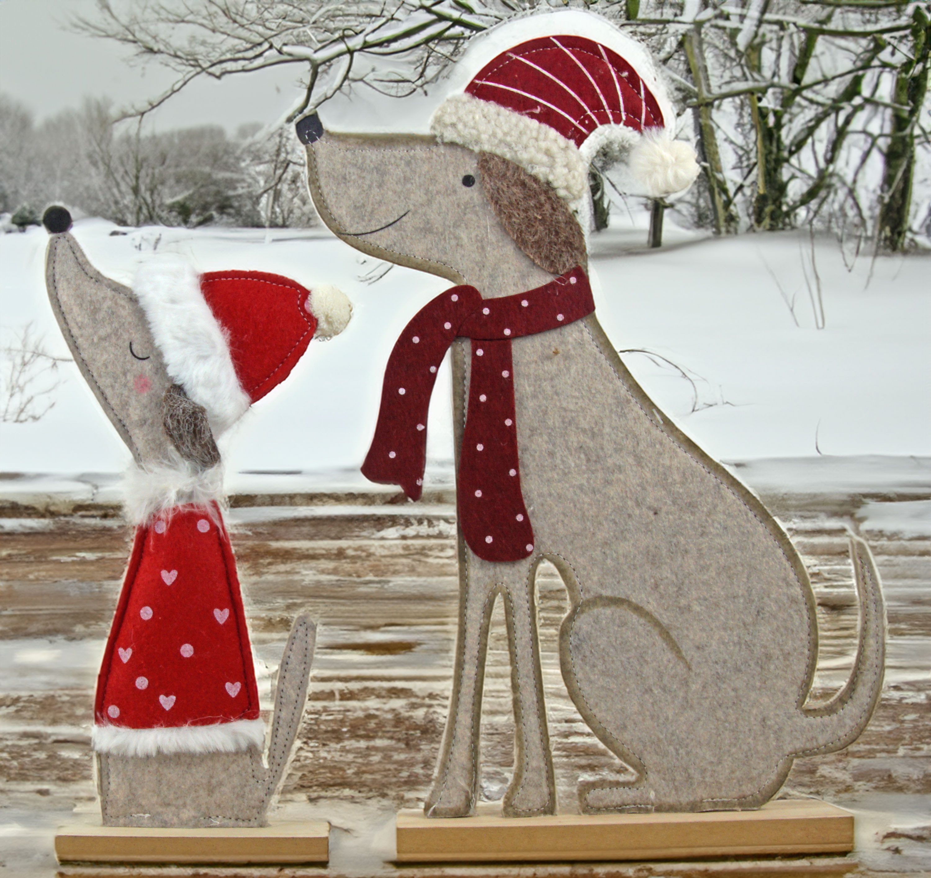 Posiwio Dekofigur Hundepaar – Filzfiguren mit Santa-Outfits (2 St) günstig online kaufen