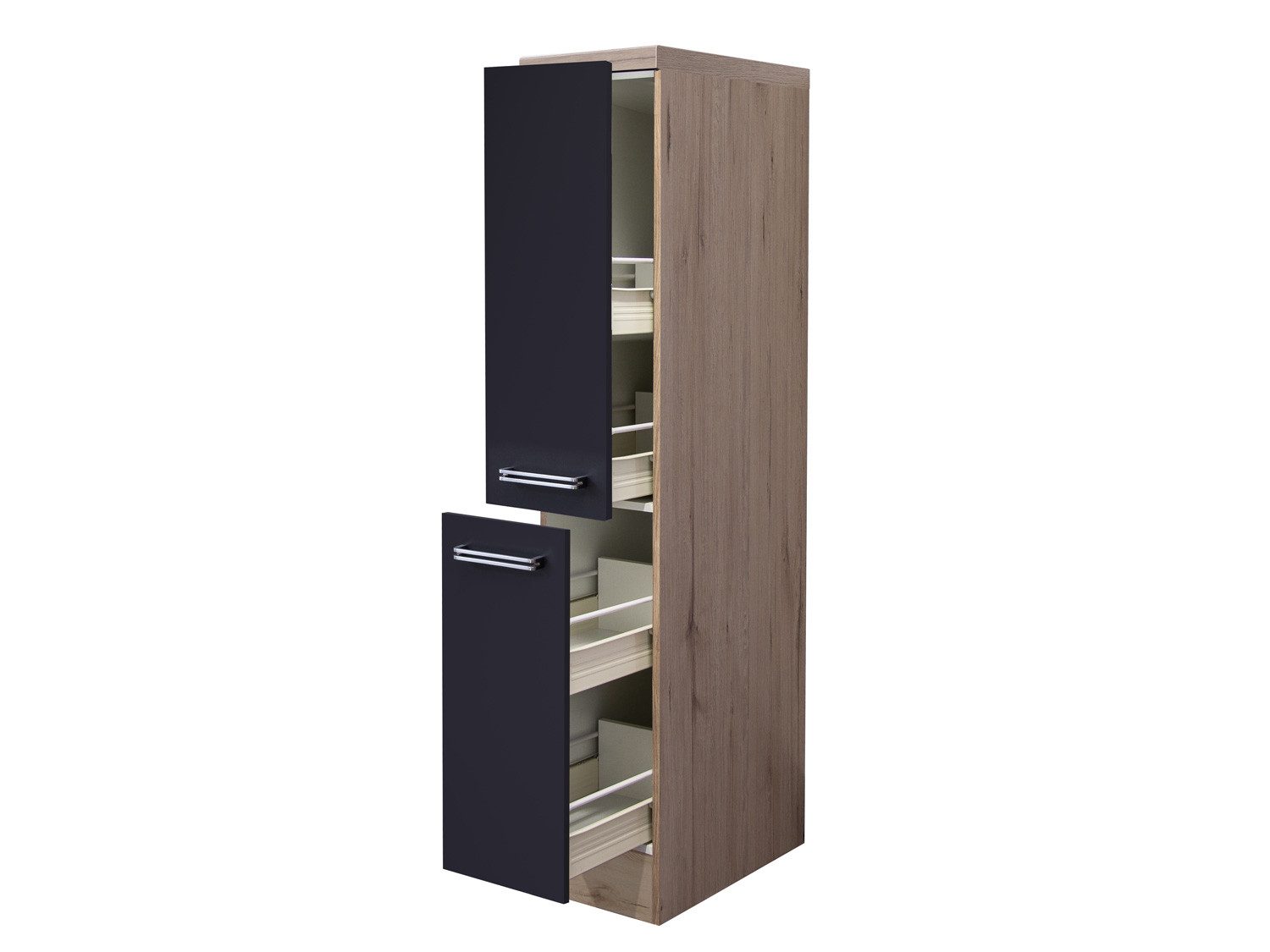 Flex-Well Apothekerschrank Demi Apothekerschrank Küche - 30 cm breit - Anthrazit Miniperl San Rem