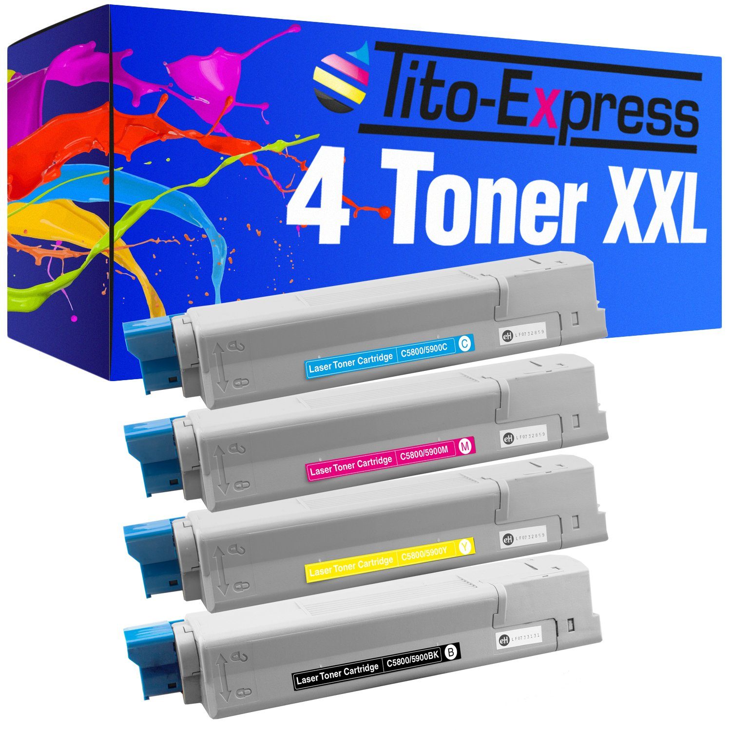 Tito-Express Tonerpatrone 4er Set ersetzt Oki C 5800 Oki C-5800 OkiC5800, für C-5500N C-5550MFP C-5550n MFP C-5800 C-5800LDN C-5900 C-5900CDTN