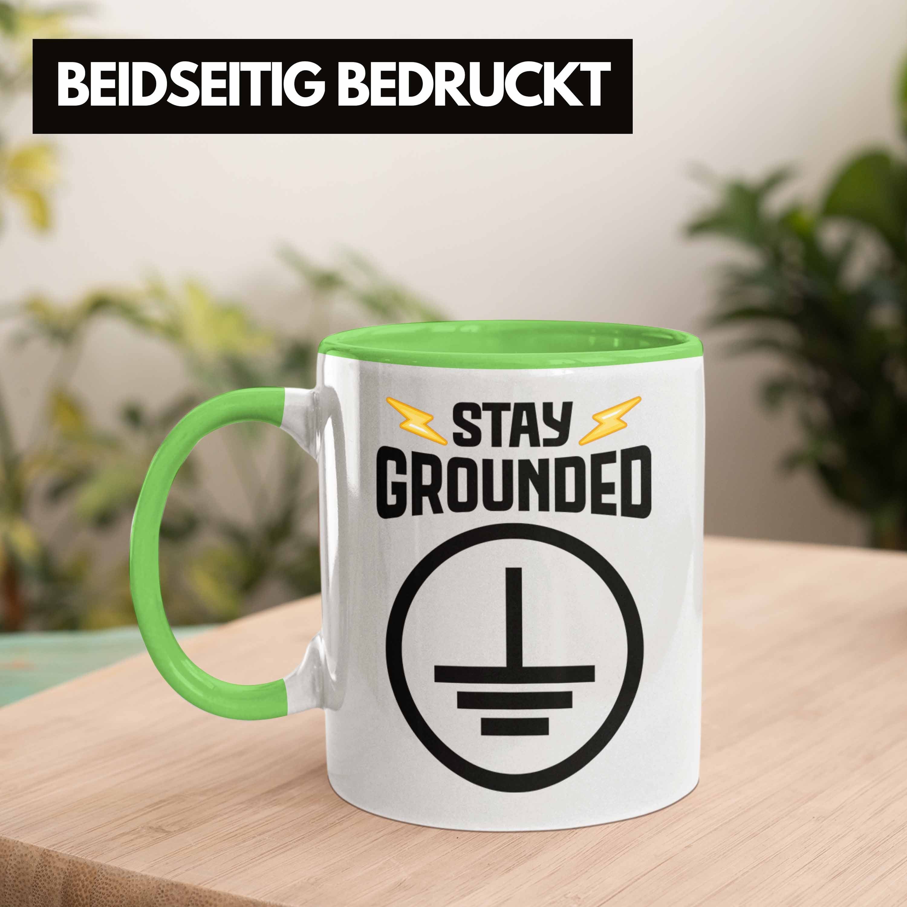 Tasse Grün Elektriker Trendation - Trendation Spruch Geschenk Geschenke Männer Tasse Gadget Sprüche Lustig Kaffeebecher
