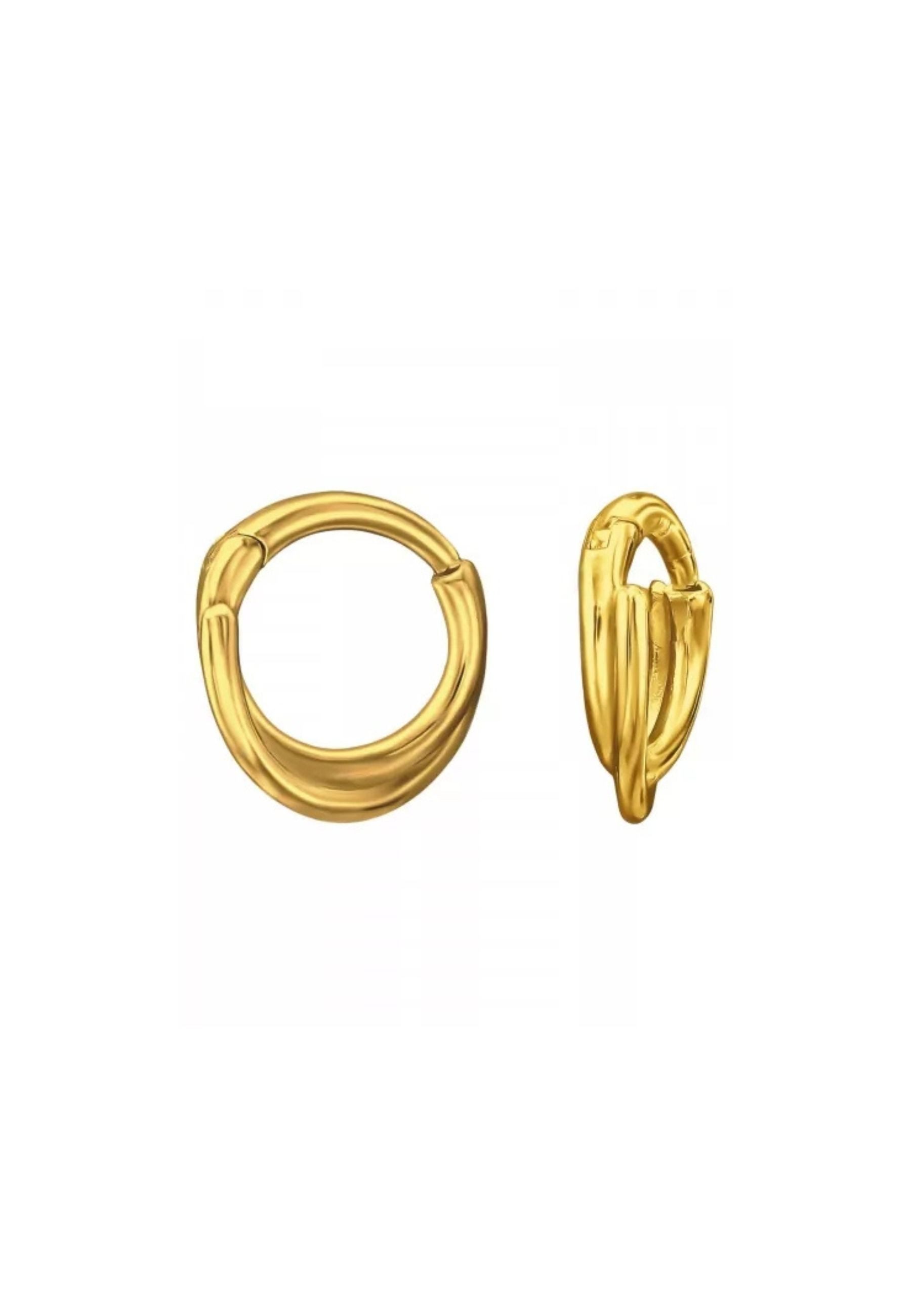 Diademita Fingerring Vergoldete Huggie Creolen aus 925 Sterling Silber (Set)