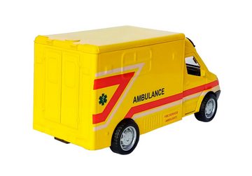 Toi-Toys Modellauto DIENSTWAGEN mit Licht Sound Rückzug Motor Model 05 (Ambulance-Gelb), Maßstab 1:38, Bus Modellauto Auto Spielzeugauto Spielzeug Geschenk