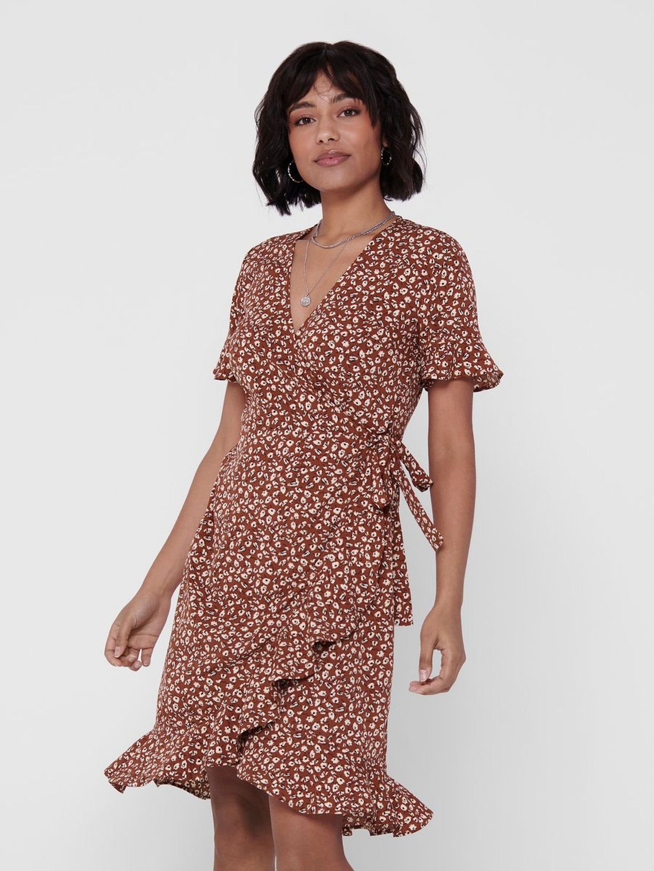 ONLY Shirtkleid (knielang, 1-tlg) ONLOLIVIA S/S WRAP DRESS WVN NOOS