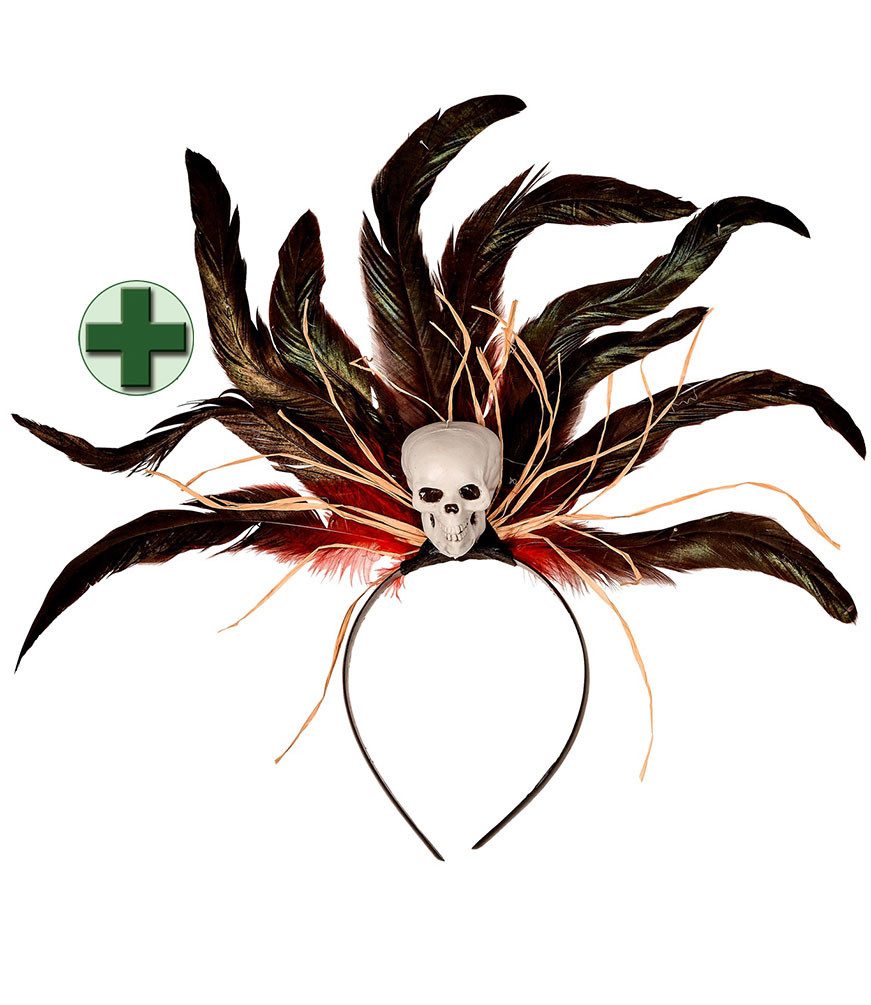 Karneval-Klamotten Kostüm Voodoo Poncho Damen gruselig m Totenkopf Haarreif, Halloween Frauenkostüm mit Skelett Aufdruck Karneval Fasching