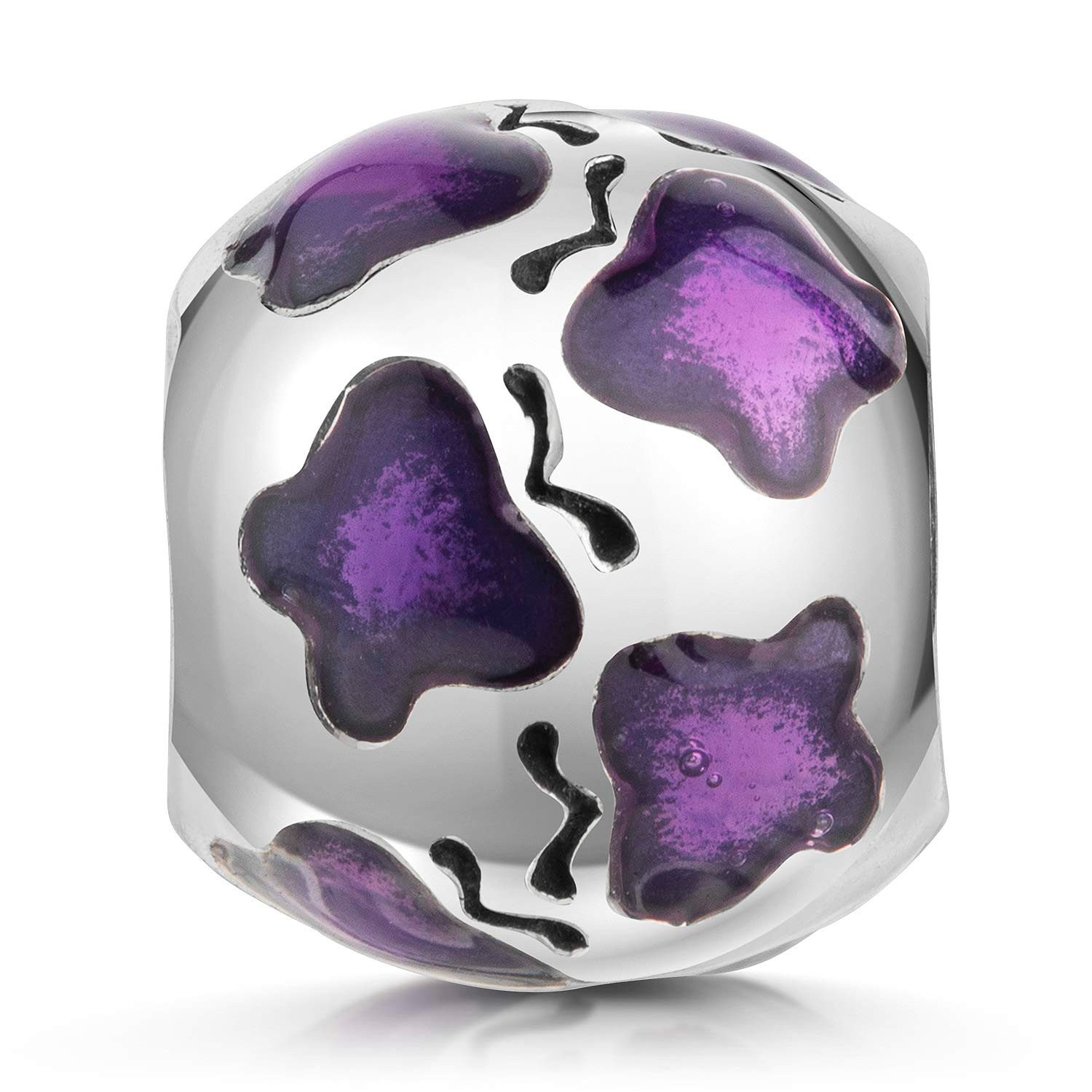 Materia Bead Schmetterlinge Butterflies Lila Emaille Schimmer 1141, 925 Sterling Silber