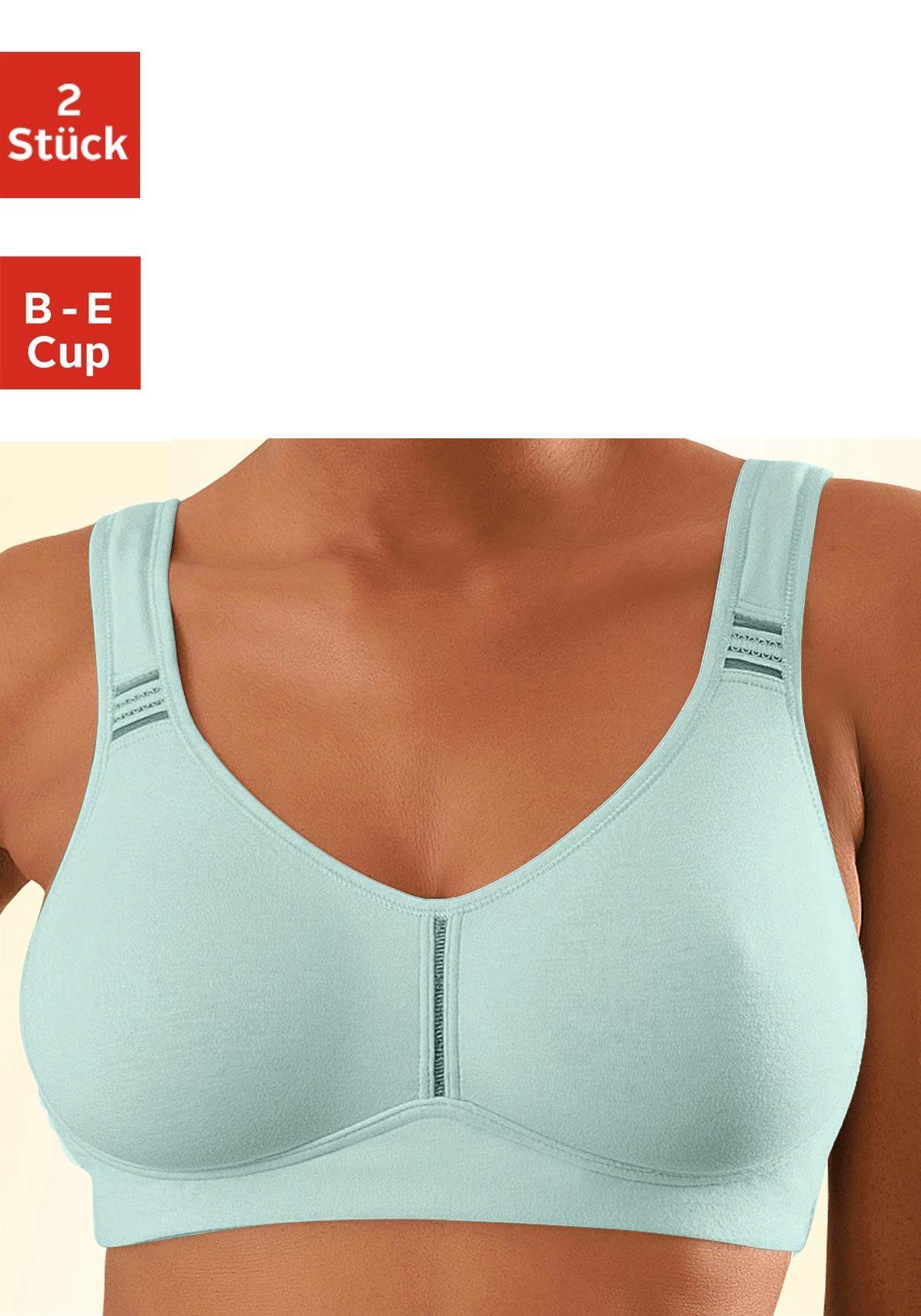 Baumwolle, 2 T-Shirt-BH fleur aus mint+weiß (Packung, Bügel Dessous Stück) petite ohne Basic