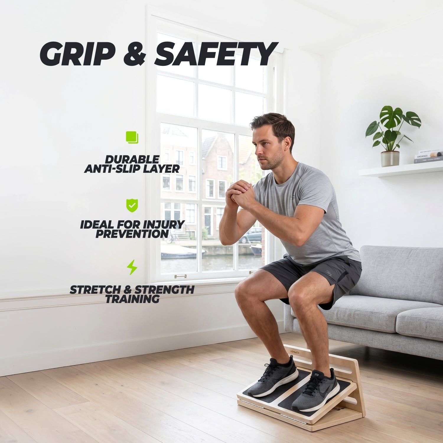 VirtuFit Fußwippen VirtuFit Slant Board - Multiplexholz - Schwarz - 4 Neigungswinkel